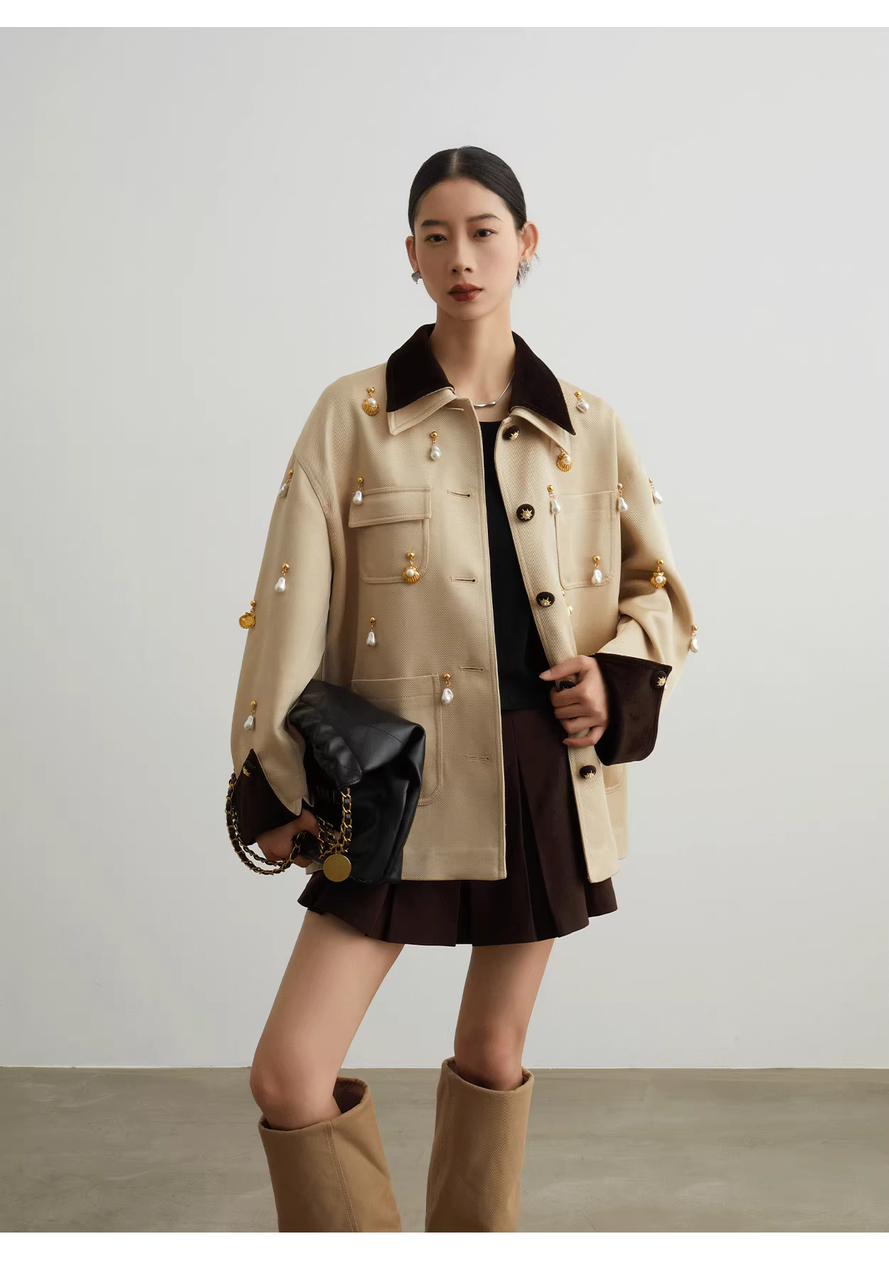 Beige Old Money Style Jacket