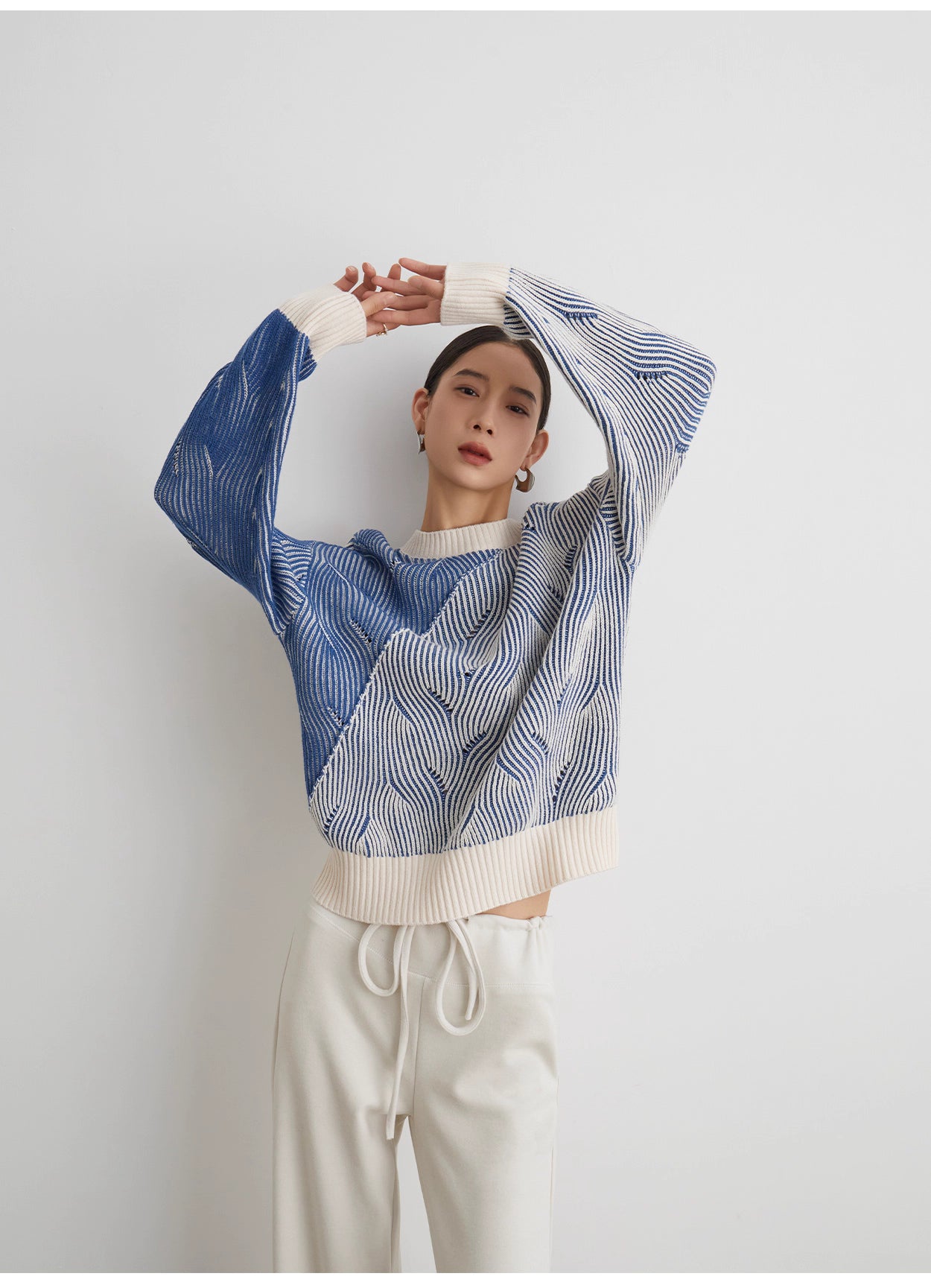Blue striped Fair Isle wool sweater