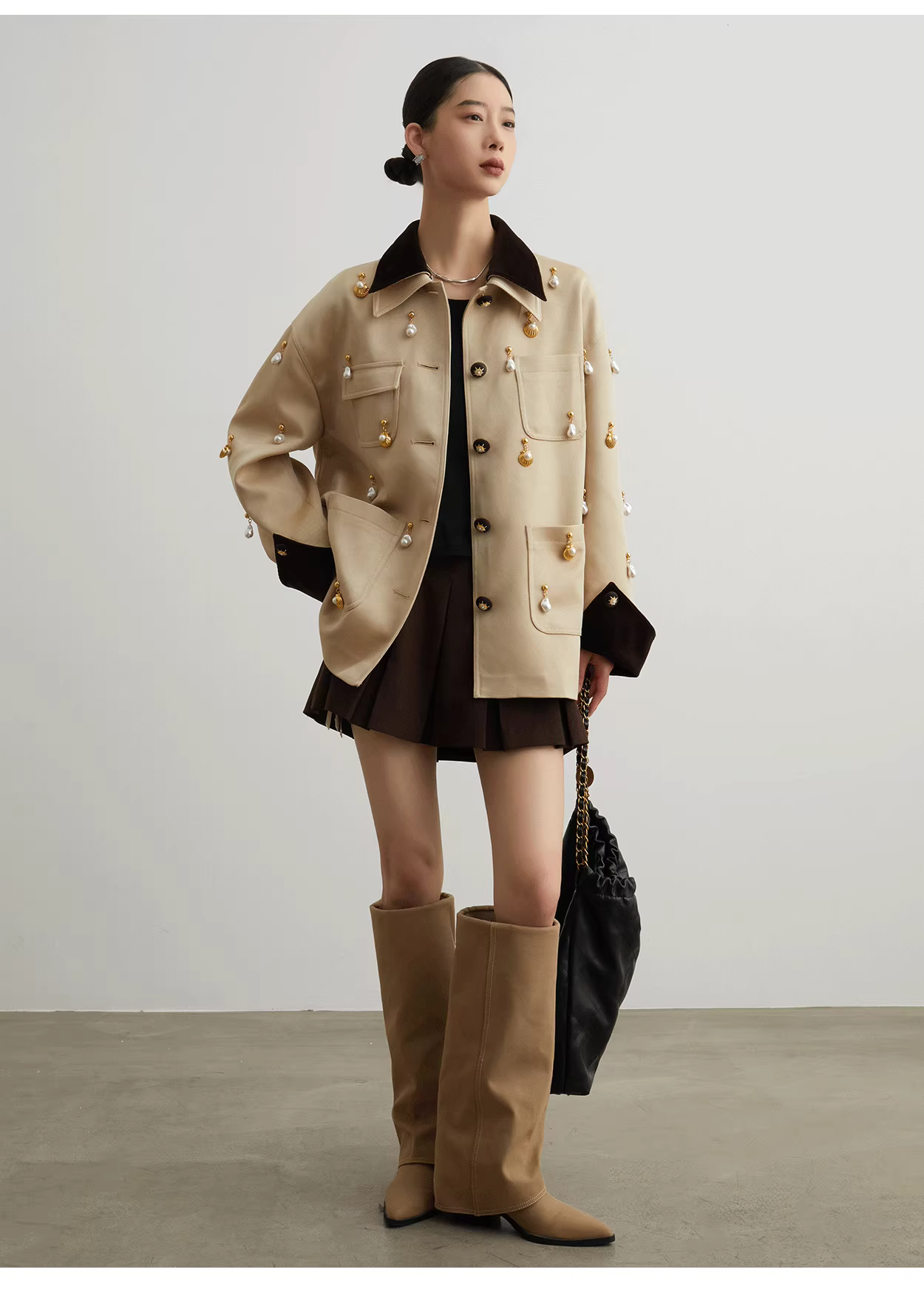 Beige Old Money Style Jacket