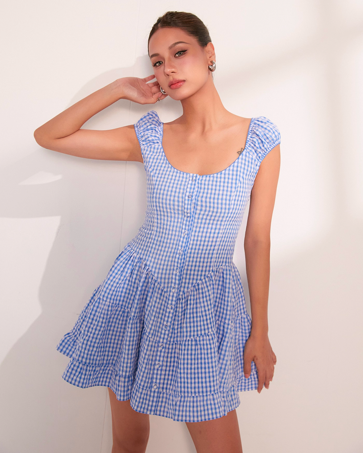 Retro Plaid Backless Dress