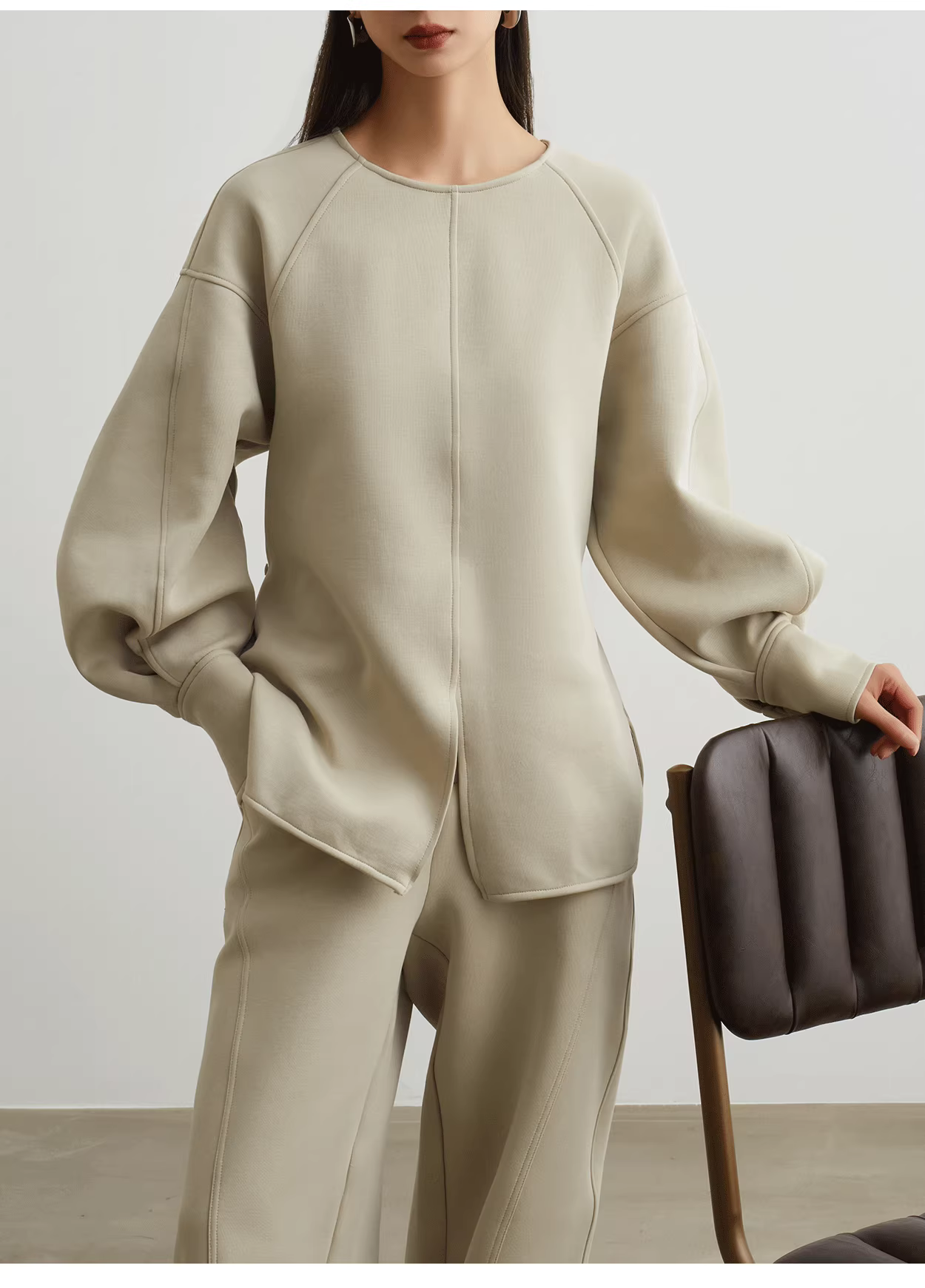 luxury loungewear sweatshirt + pants set