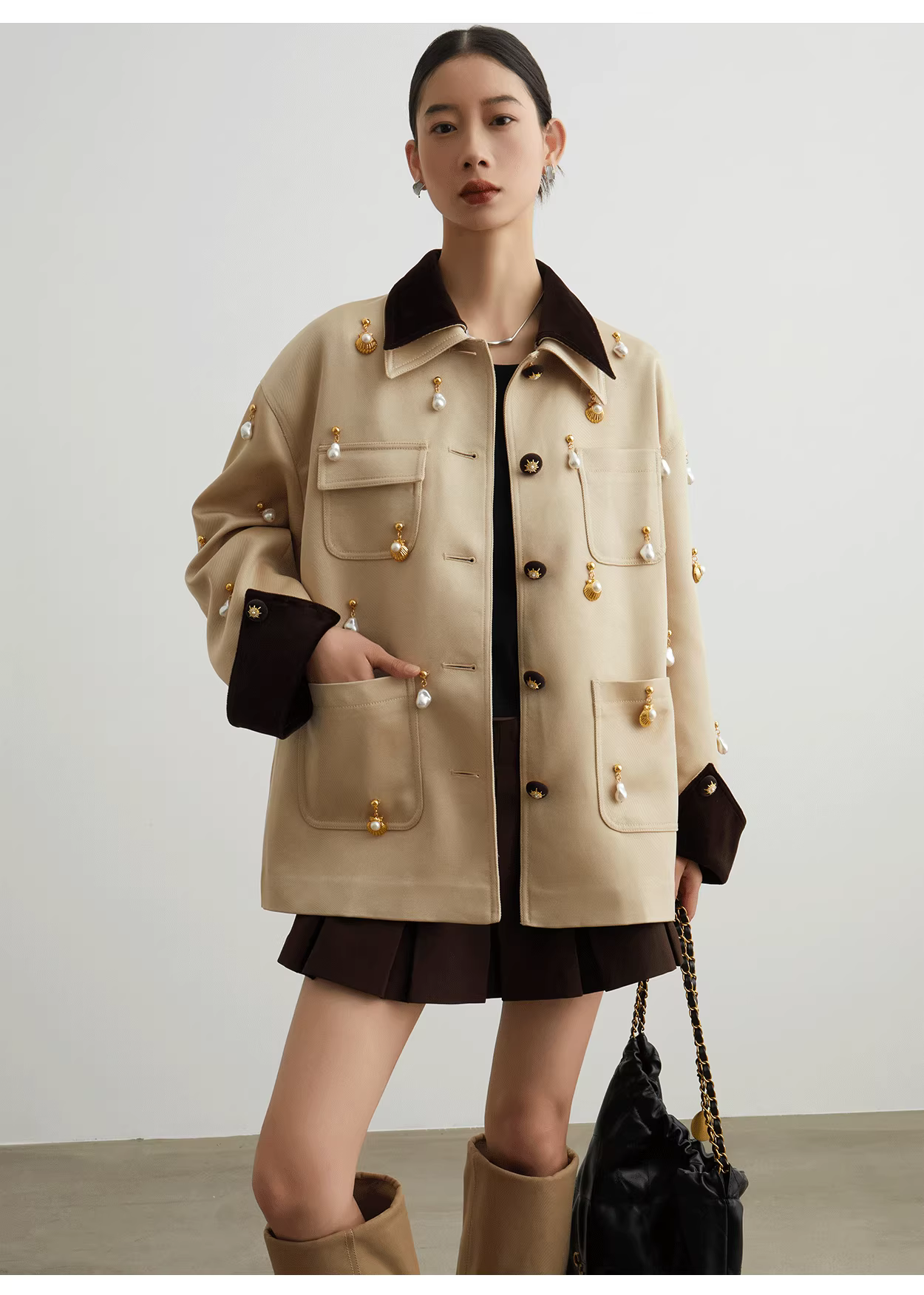 Beige Old Money Style Jacket