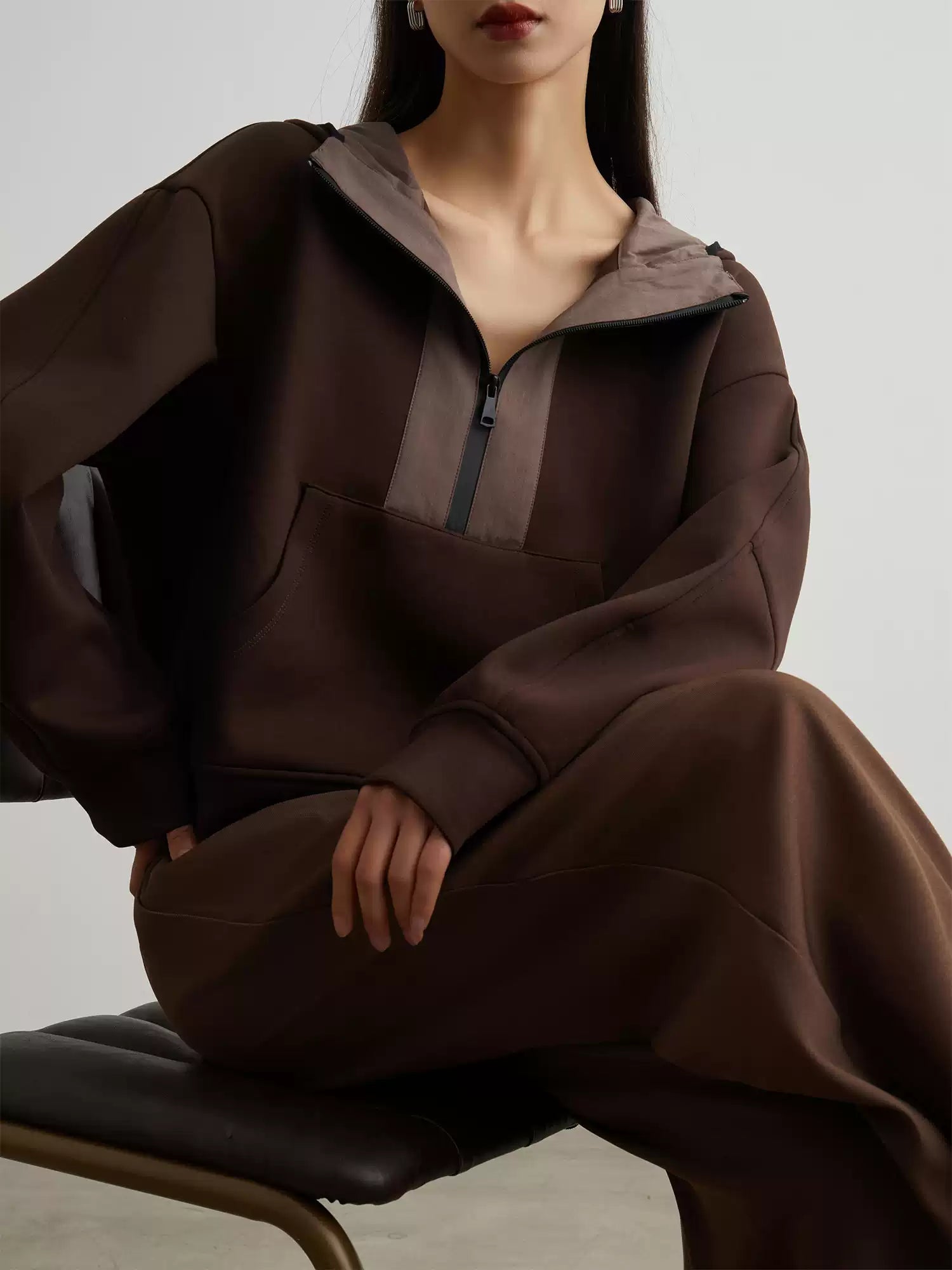 Brown Cozy Zip-Up Training Set