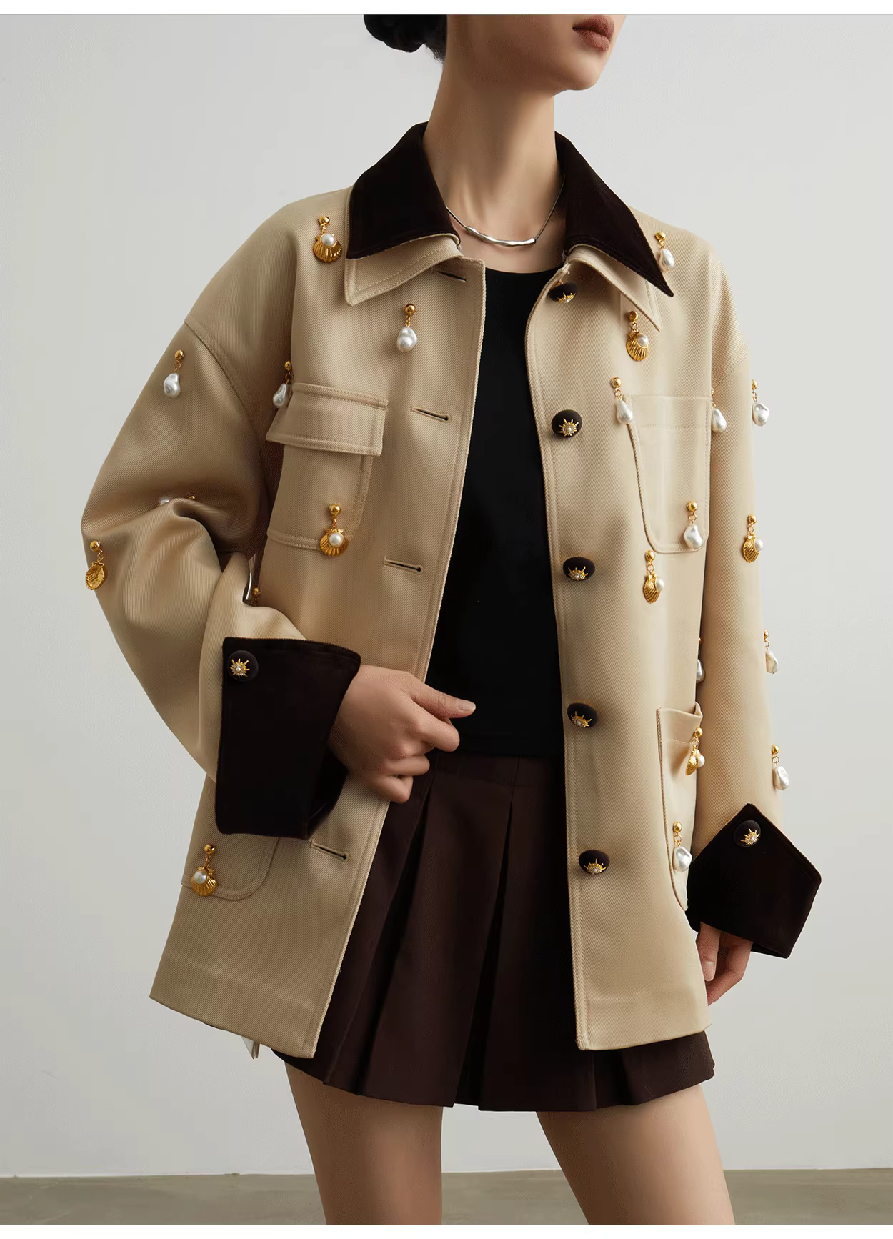 Beige Old Money Style Jacket