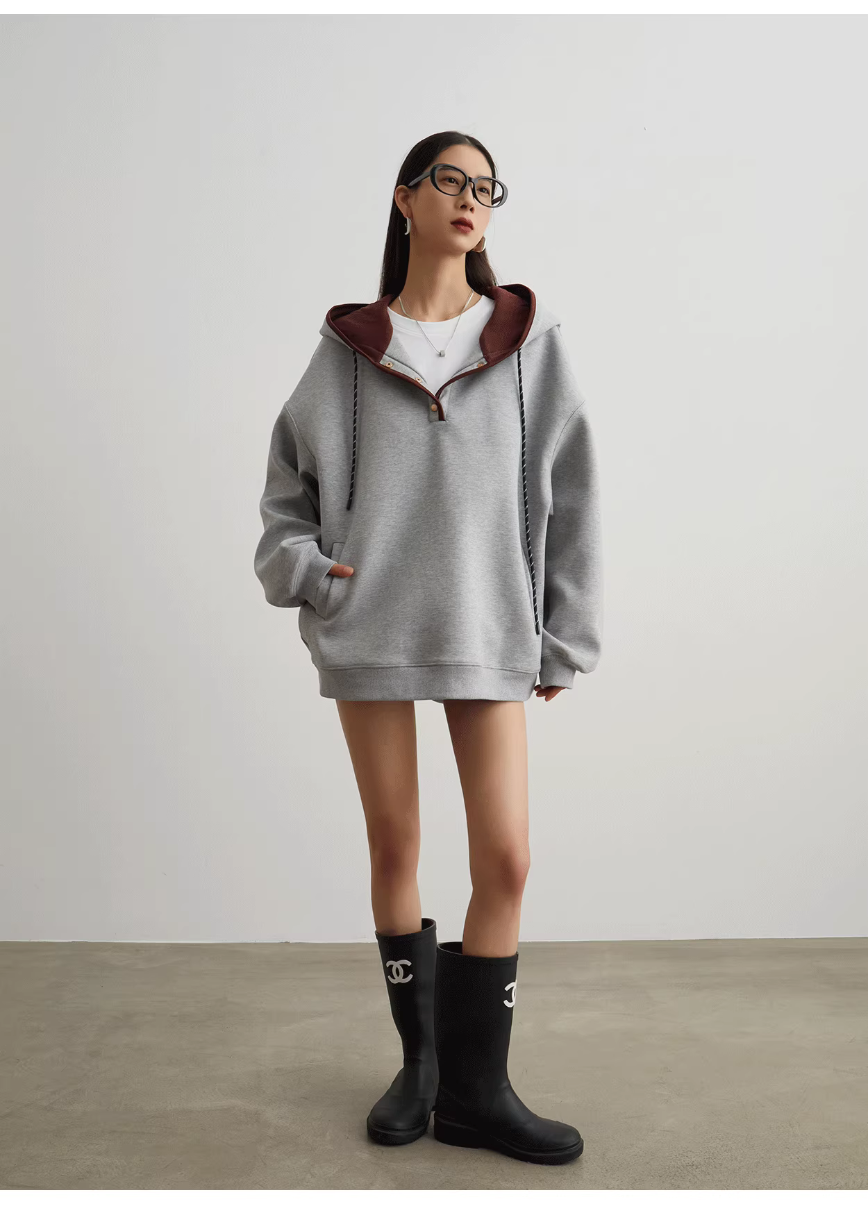 Grey hoodie + shorts set