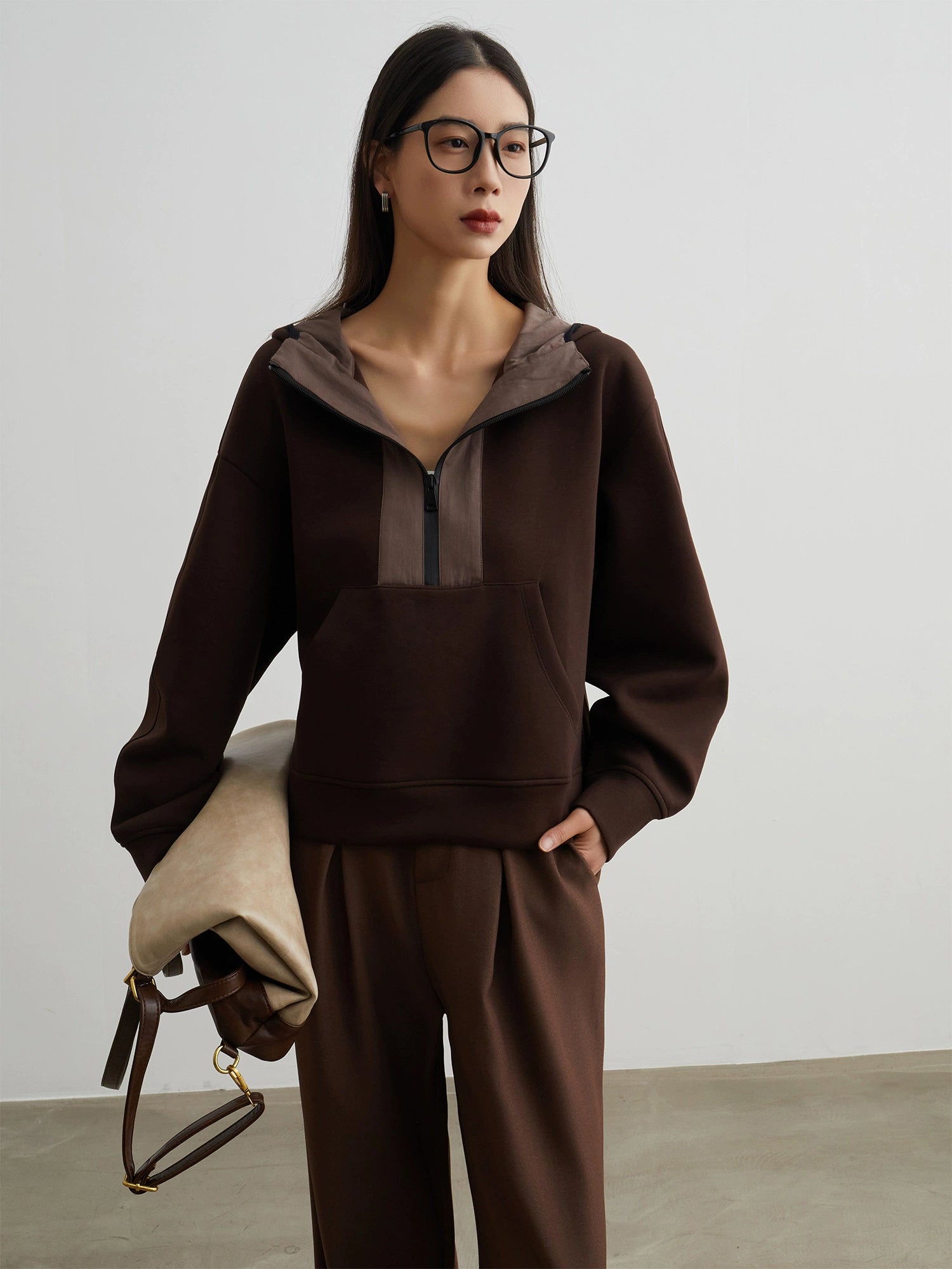 Brown Cozy Zip-Up Training Set