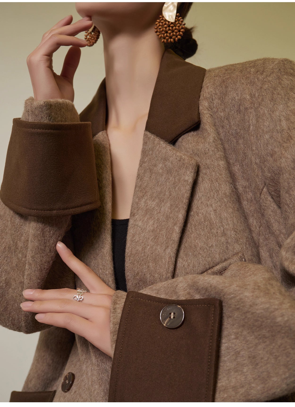 brown patchwork blazer