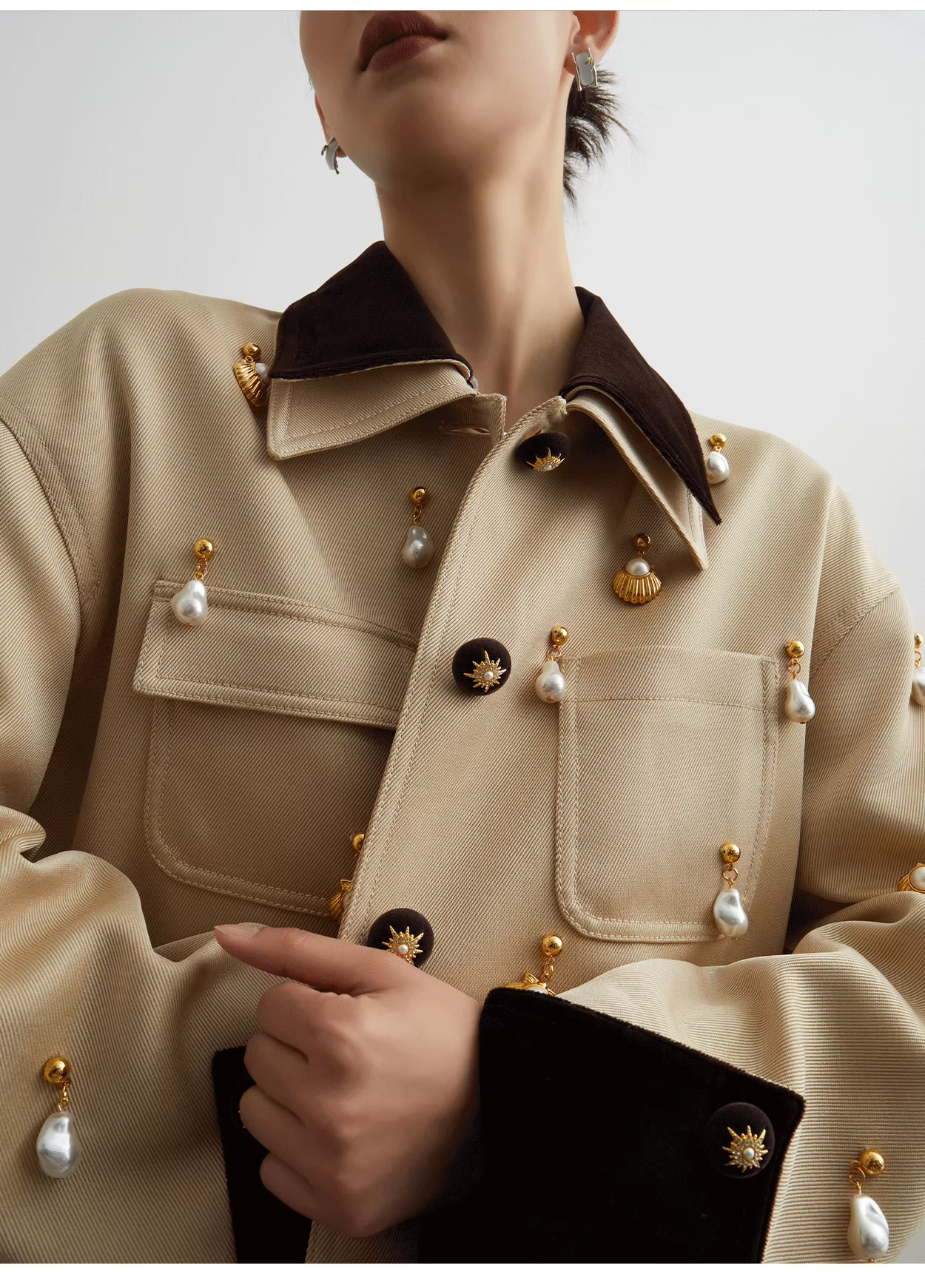 Beige Old Money Style Jacket