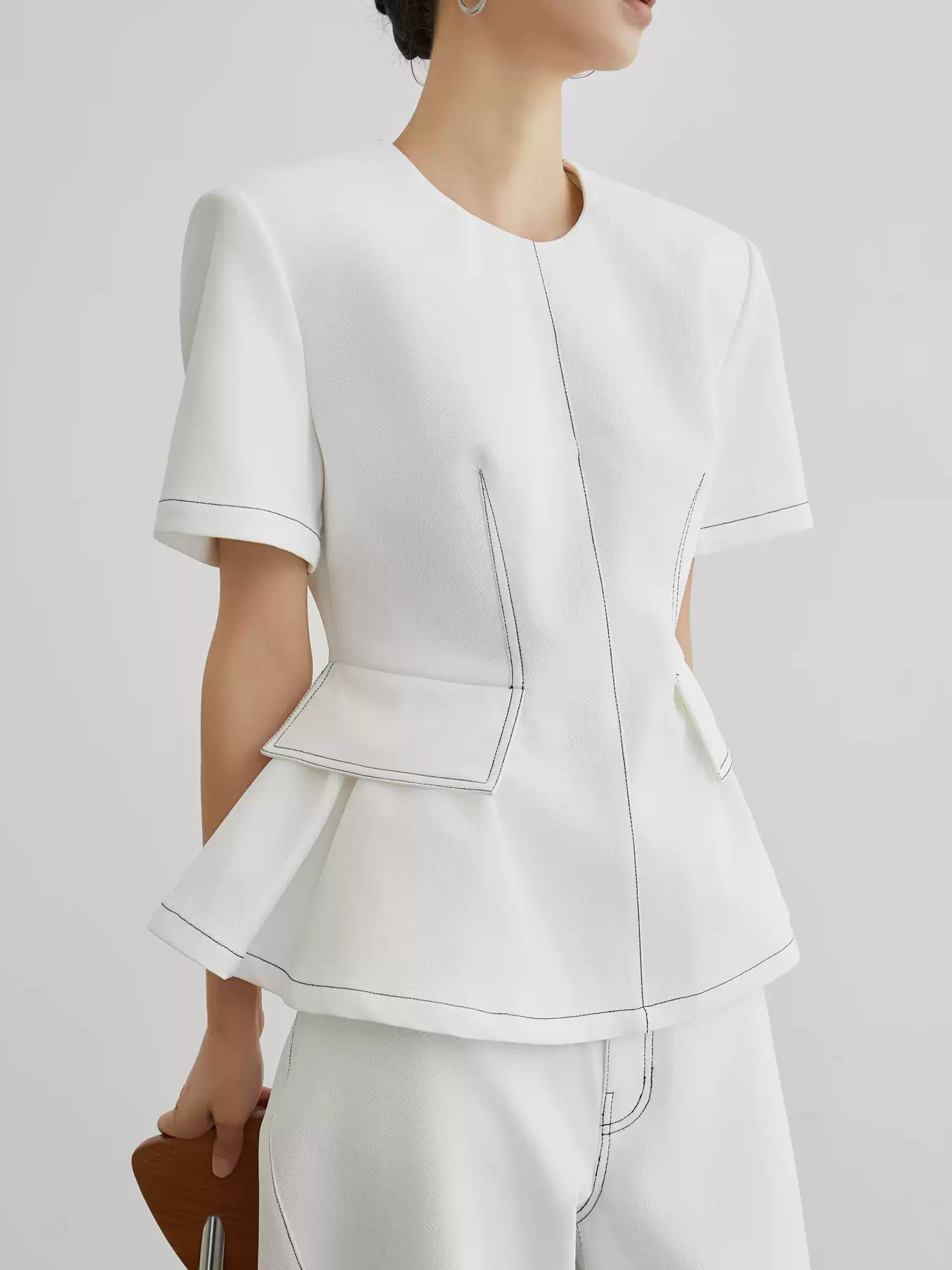 White Elegant Blouse and Pants Set