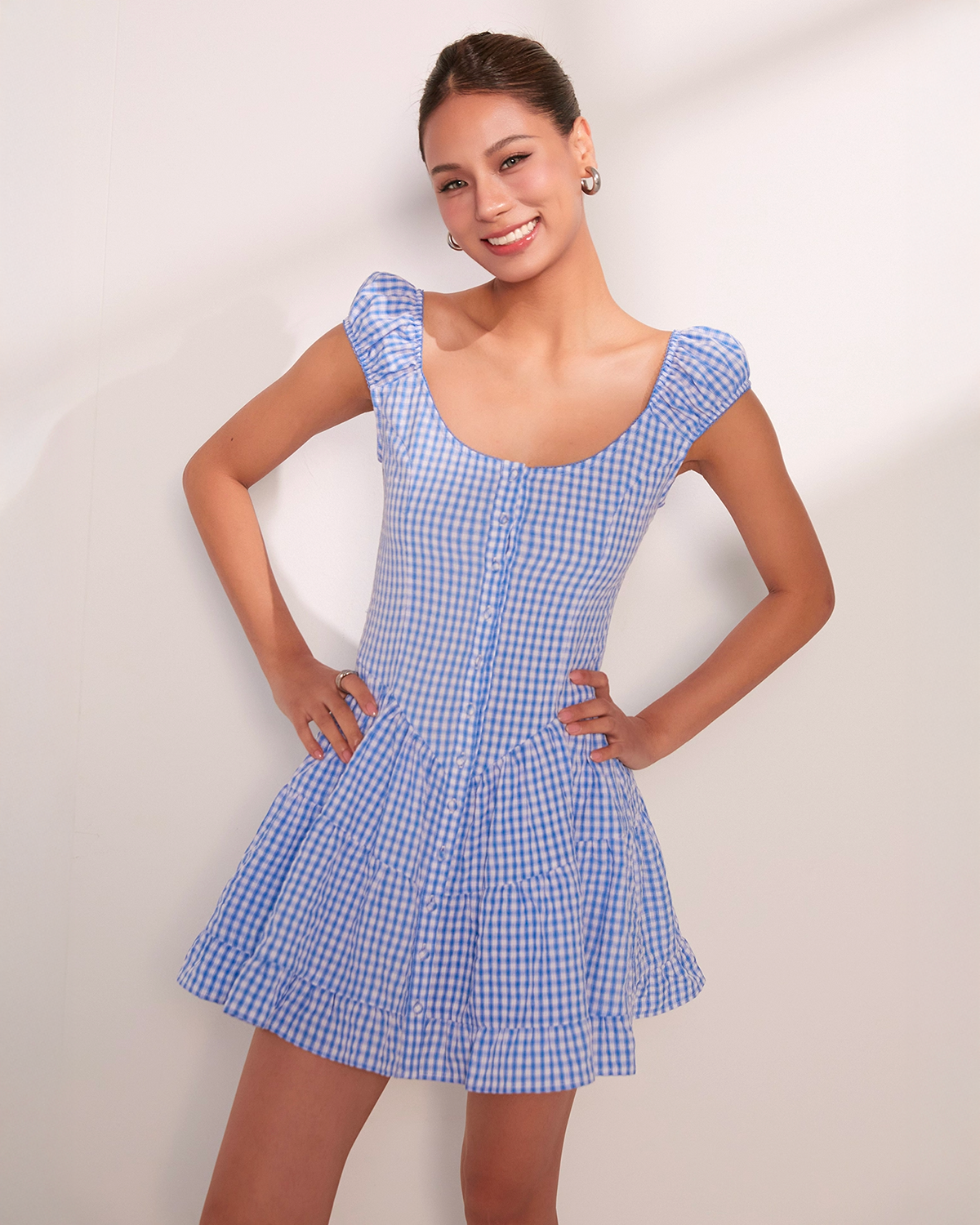 Retro Plaid Backless Dress