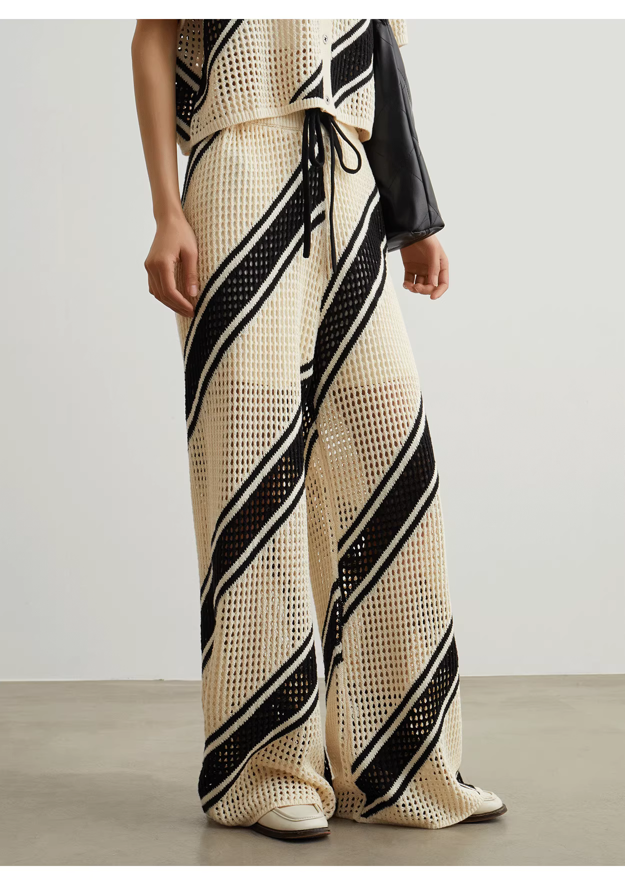 Black & White Knit Jacket + Pants Set