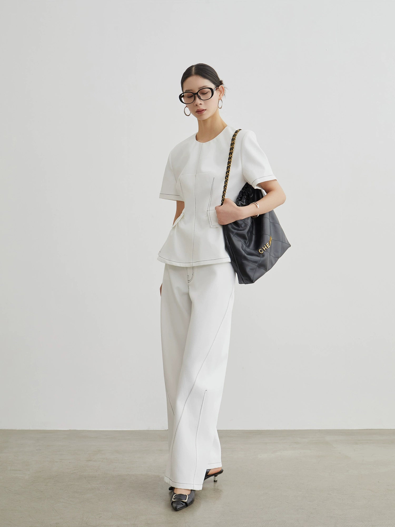 White Elegant Blouse and Pants Set