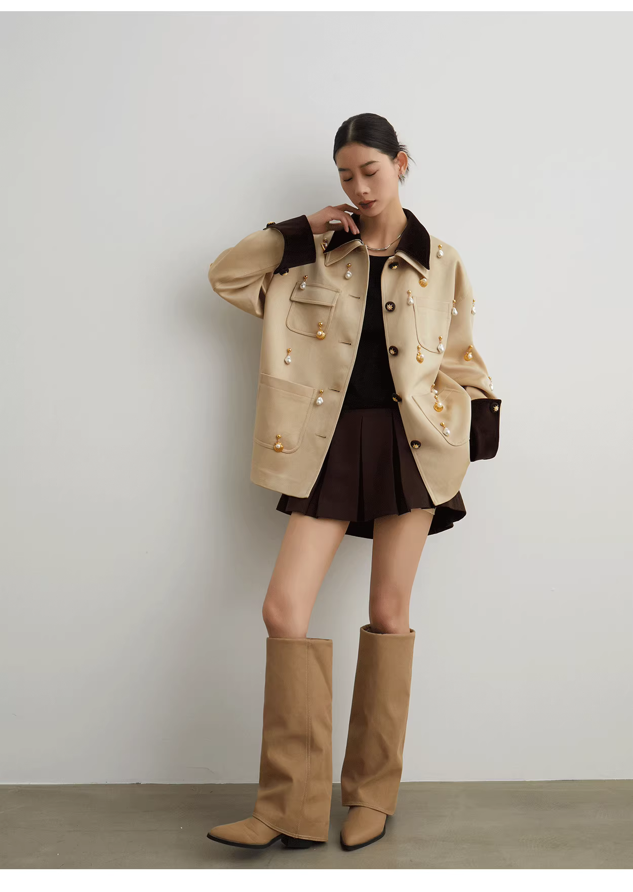 Beige Old Money Style Jacket