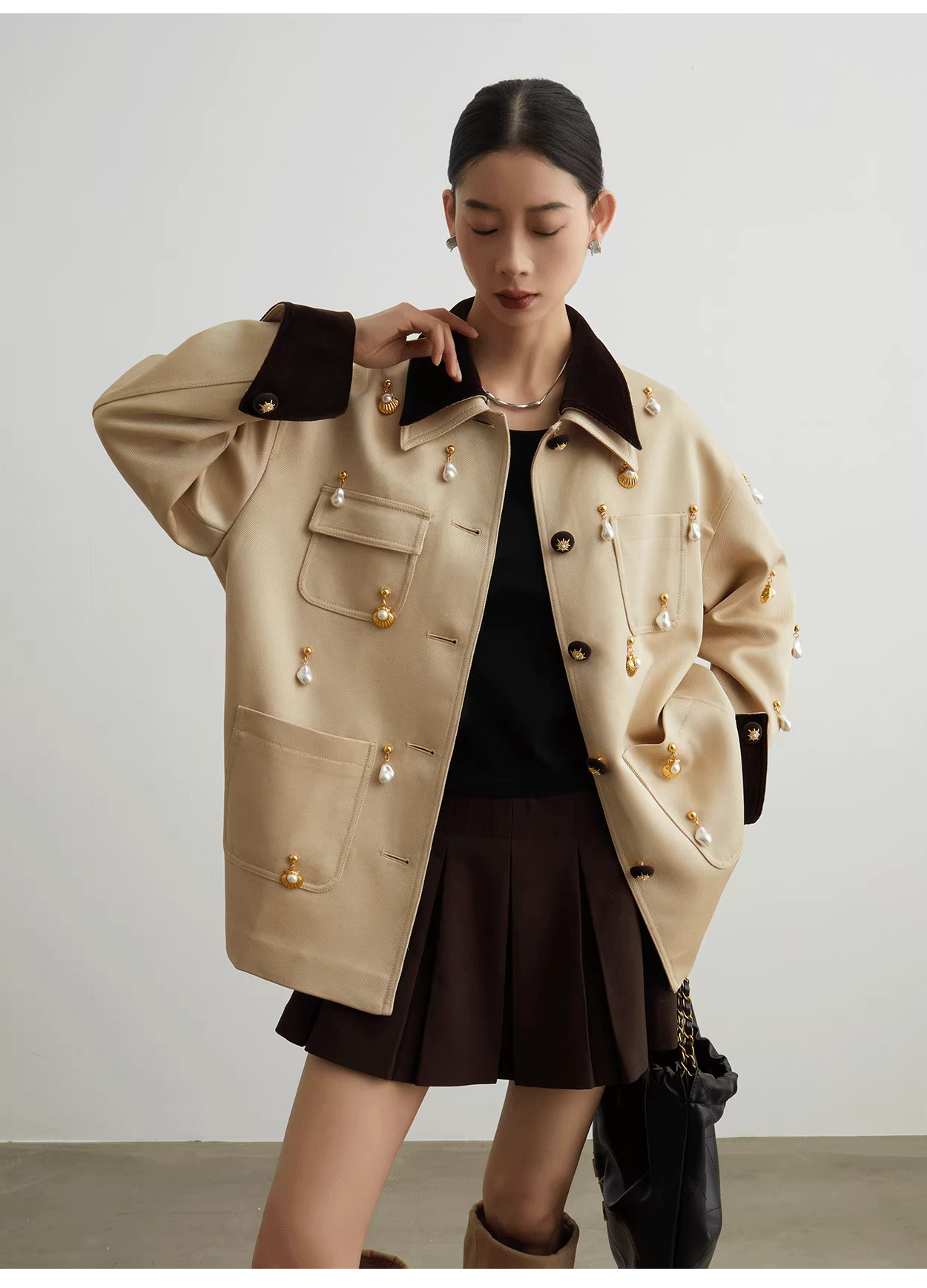 Beige Old Money Style Jacket