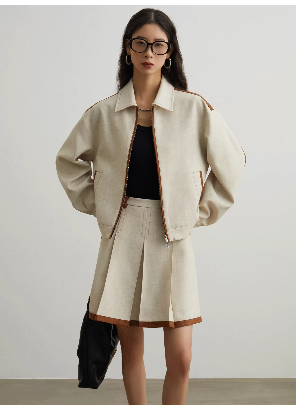 Khaki jacket + skirt set