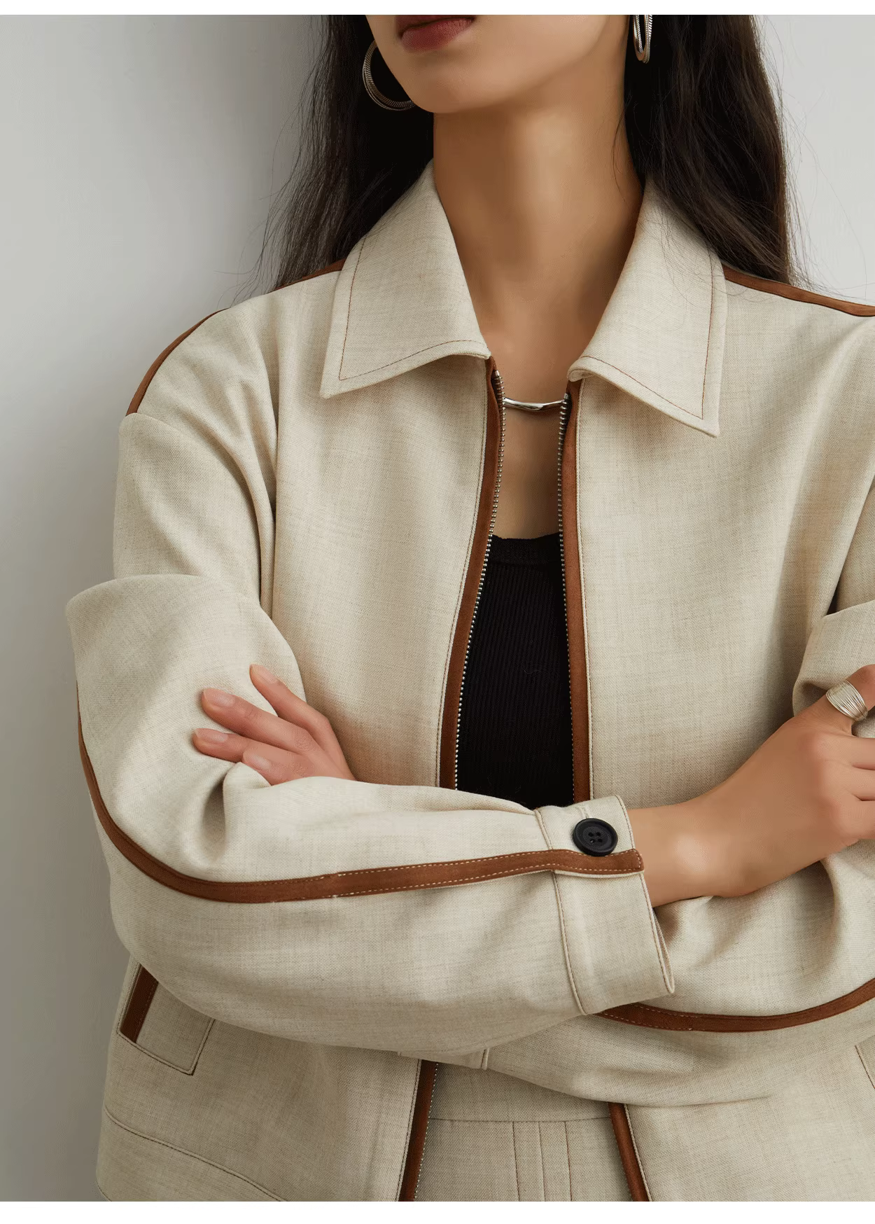 Khaki jacket + skirt set