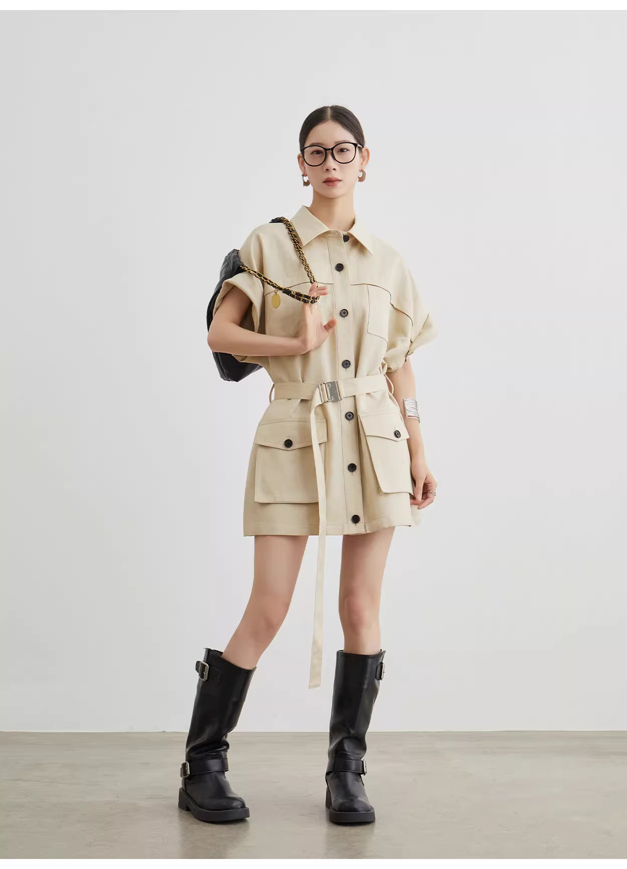 Khaki workwear style dress