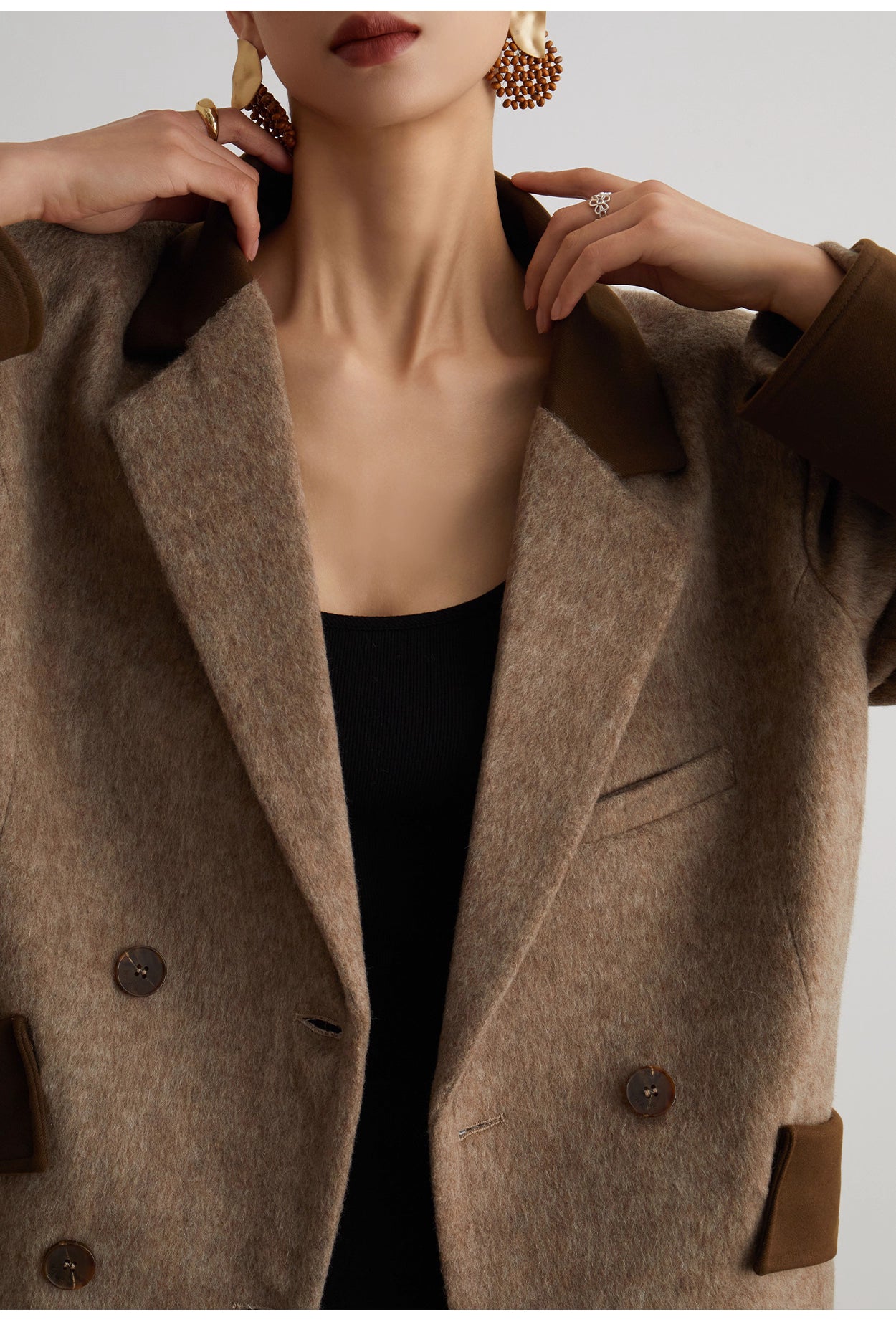 brown patchwork blazer