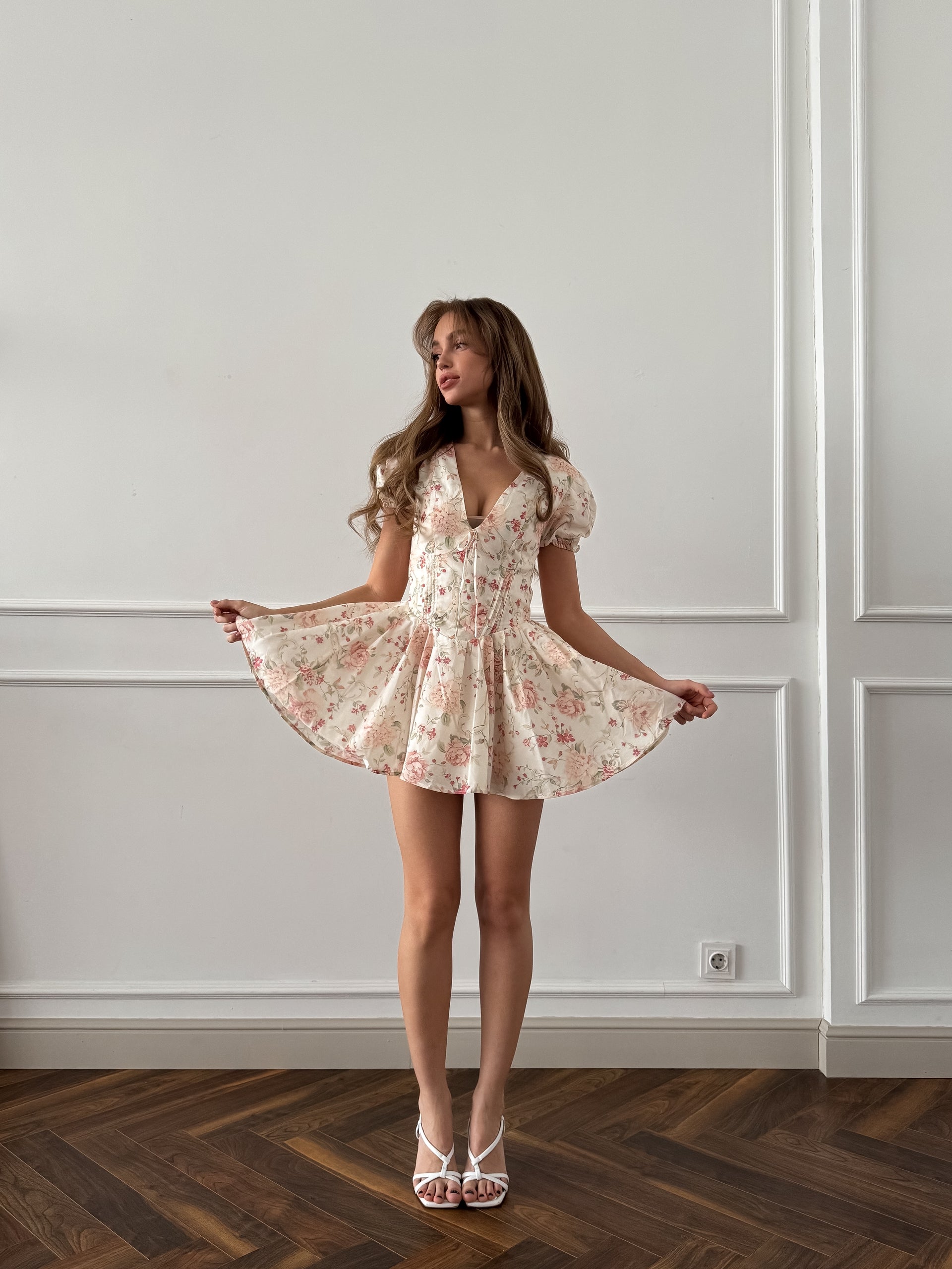 Floral V-Neck Mini Dress