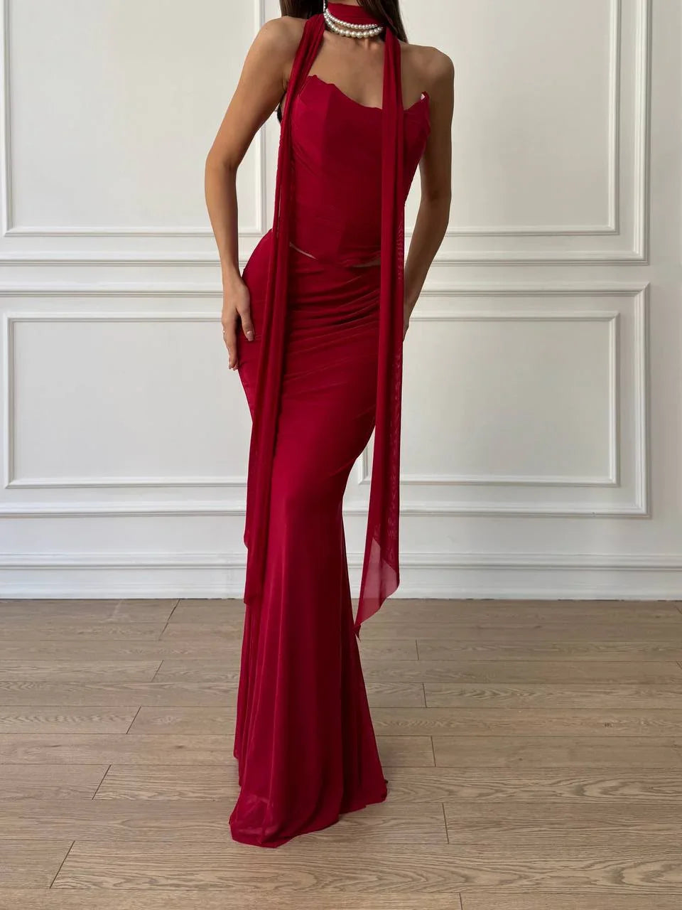 Corset, Maxi Skirt & Scarf Set