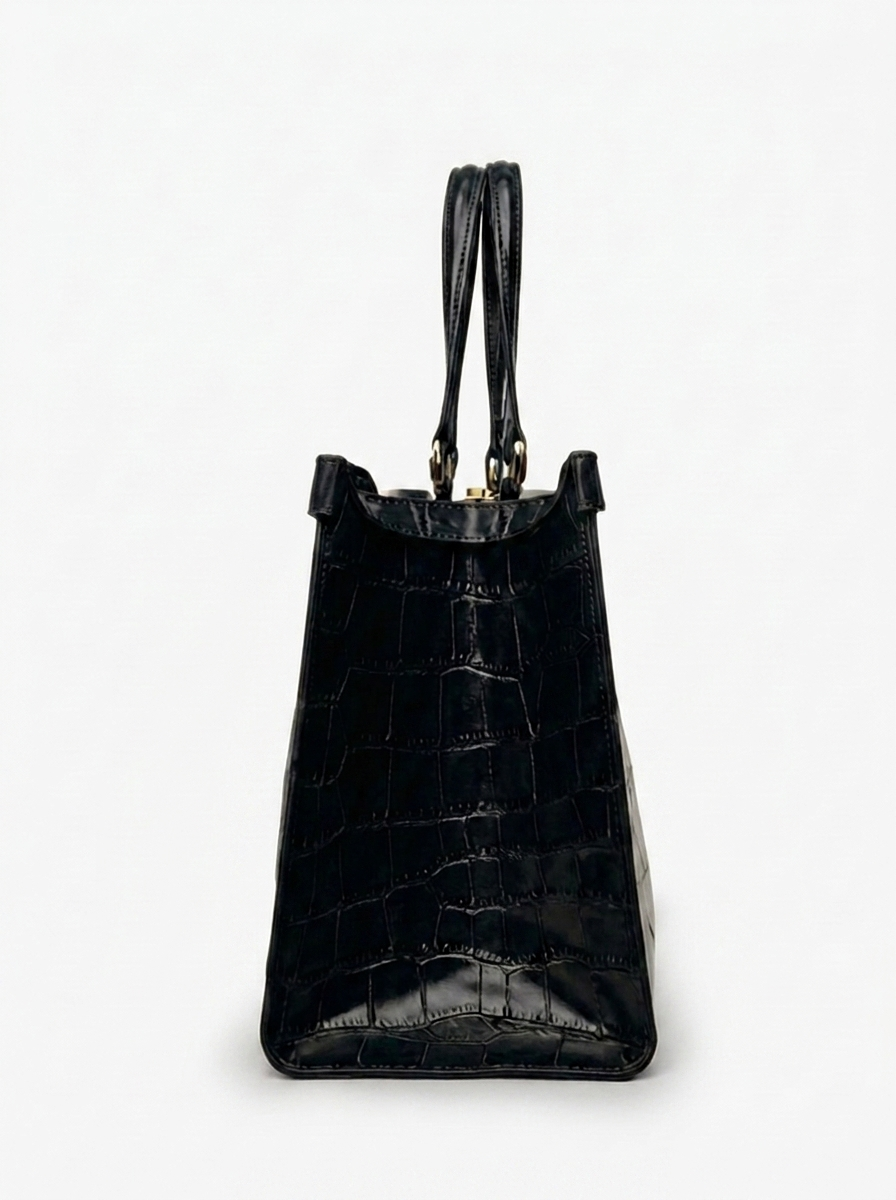 EMBOSSED CROCODILE LEATHER TOTE BAG