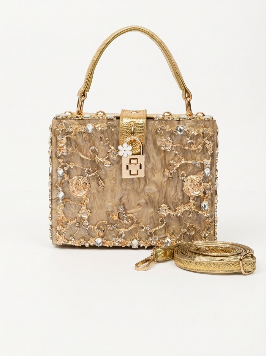 Célestine Ornate Box Bag — closure and hardware detail
