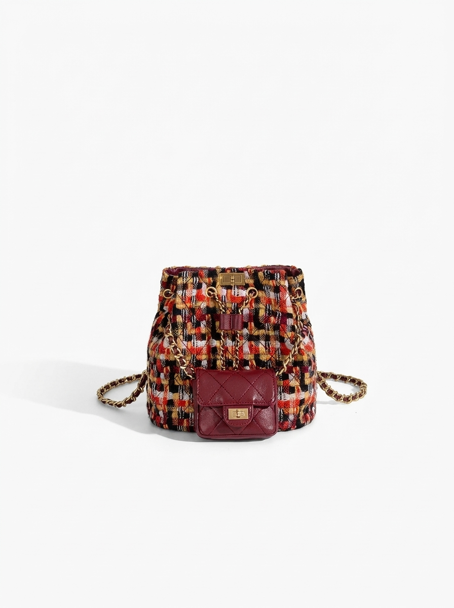 Étoile Tweed Bucket Backpack — back view