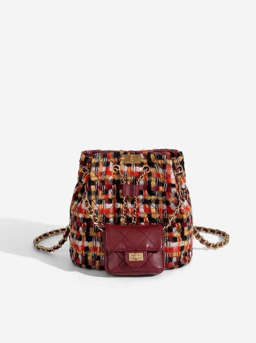 Étoile Tweed Bucket Backpack — front view
