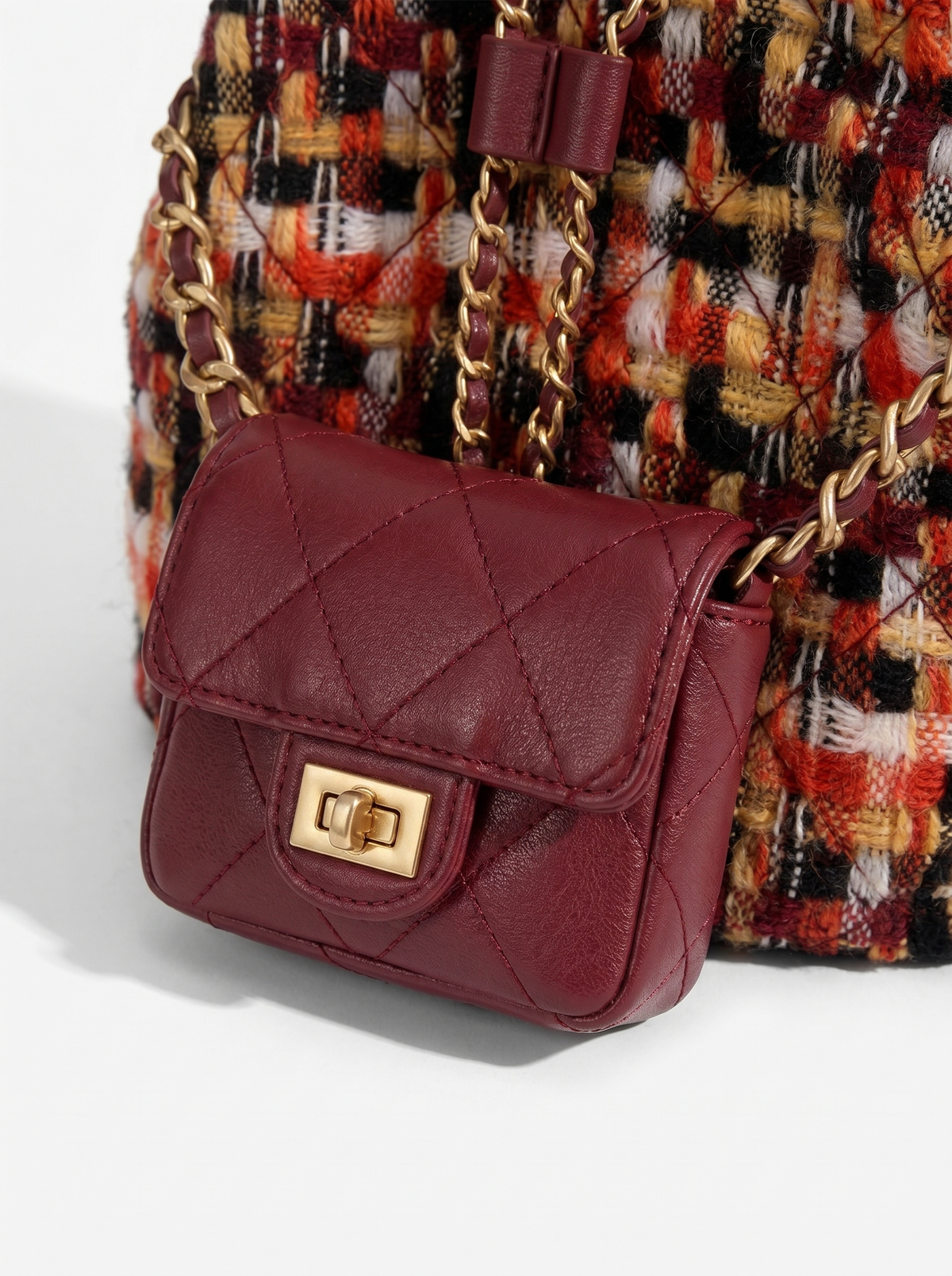 Étoile Tweed Bucket Backpack — side view