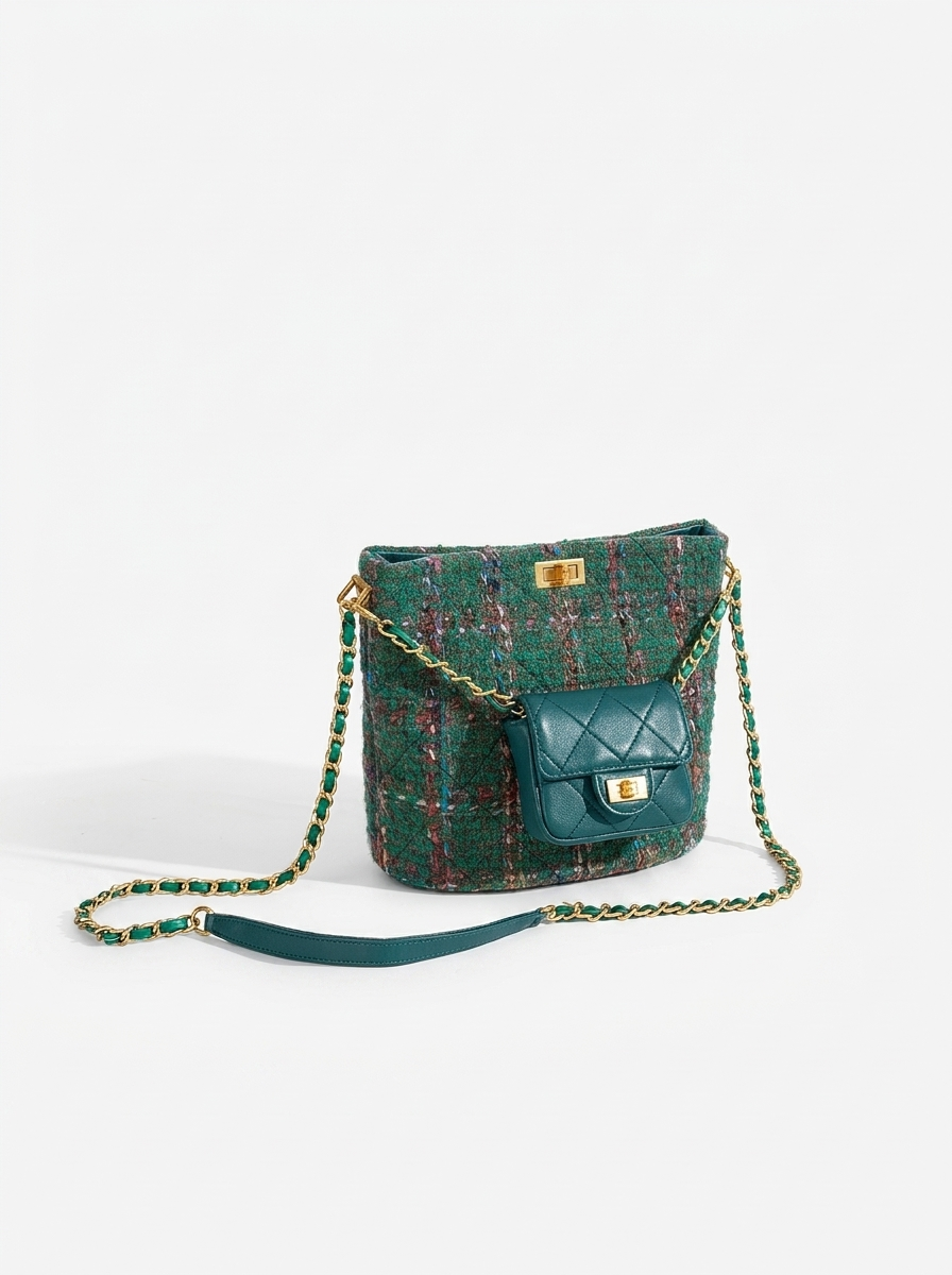 Amber Poetic Tweed Chain Bag
