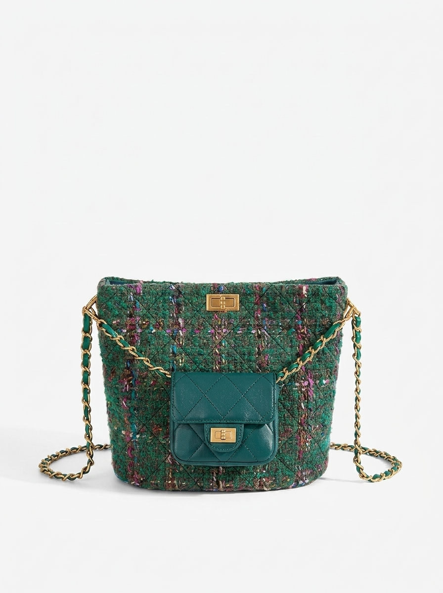 Amber Poetic Tweed Chain Bag