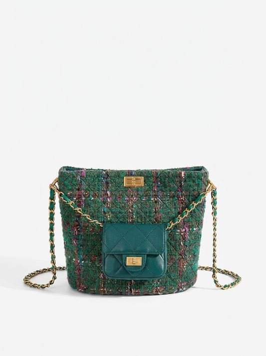 Amber Poetic Tweed Chain Bag