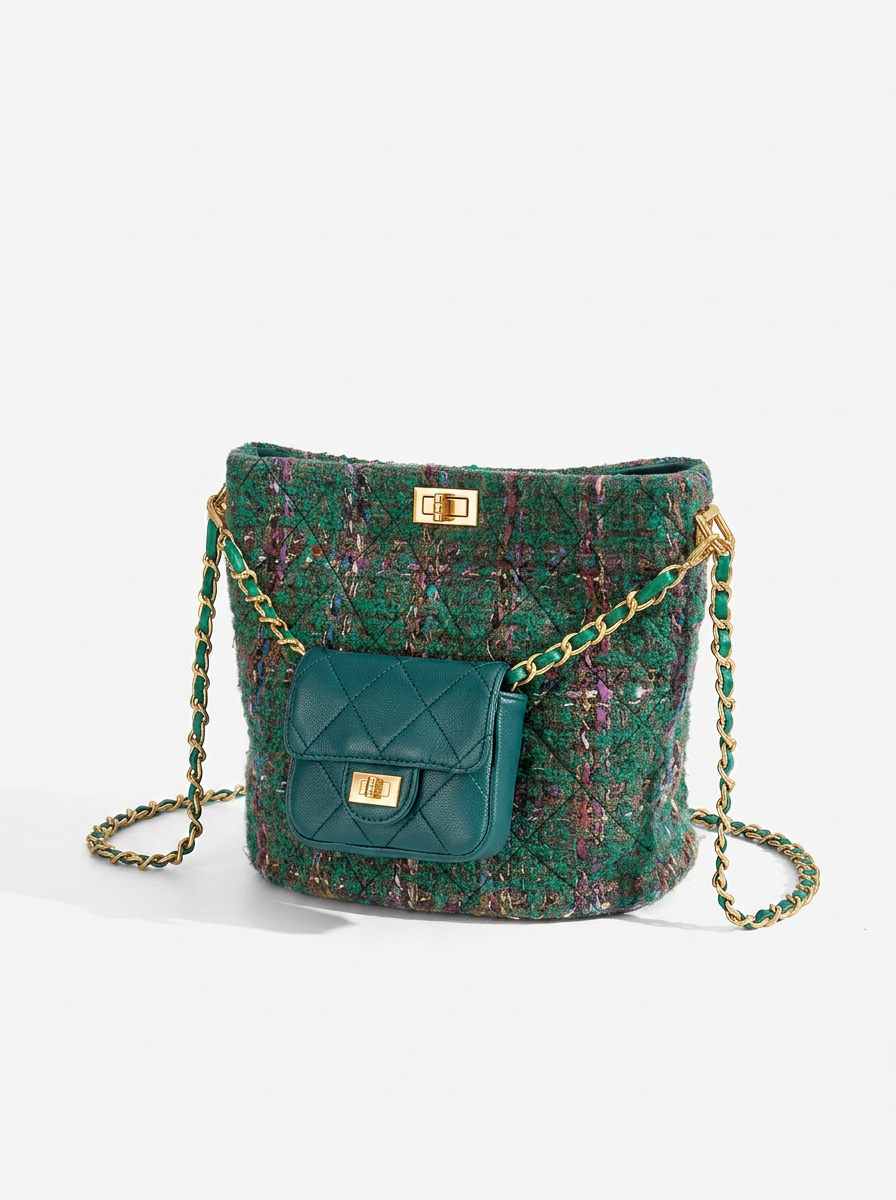 Amber Poetic Tweed Chain Bag