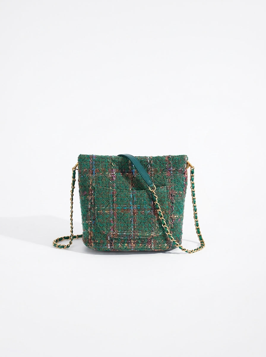 Amber Poetic Tweed Chain Bag