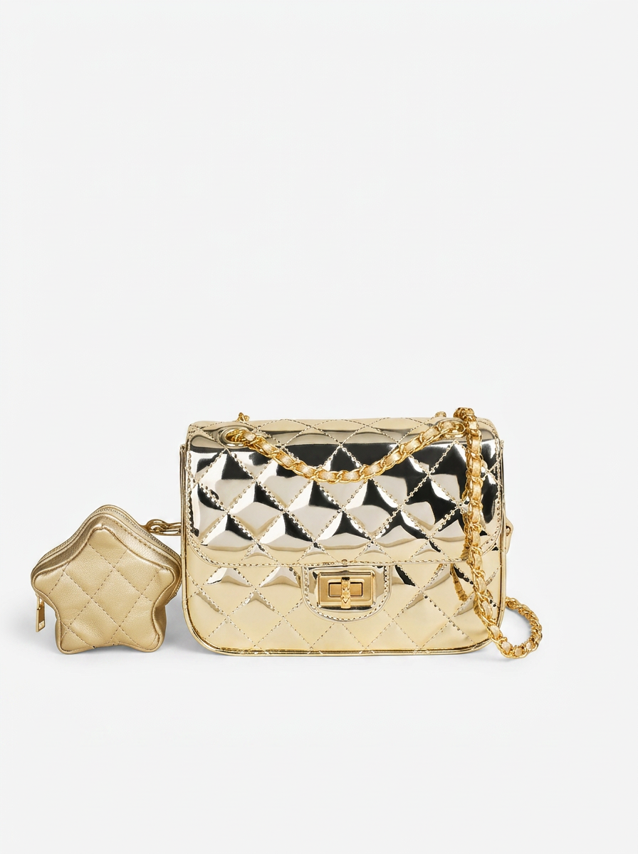 Aurore Quilted Mini Bag and Star Pouch — front view