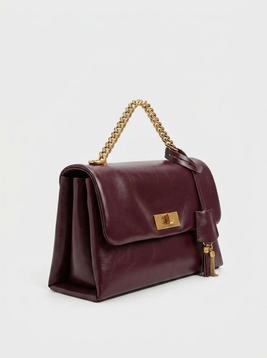 Charlys Structured Flap Bag — interior detail