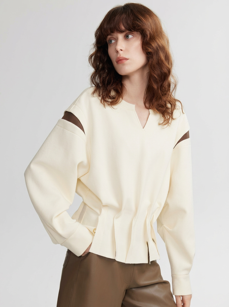 Cream Silk Crêpe Cut-Out Blouse – Quiet Luxury Edition