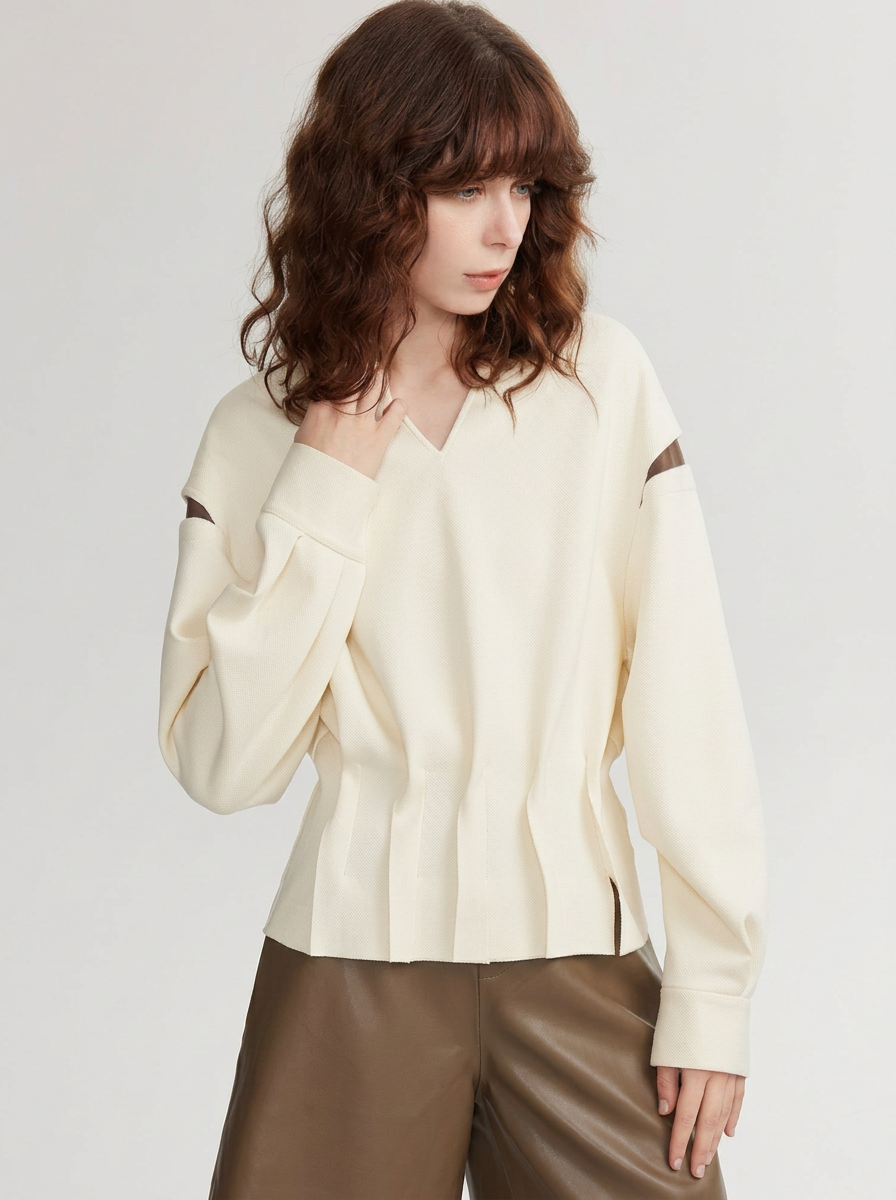 Cream Silk Crêpe Cut-Out Blouse – Quiet Luxury Edition