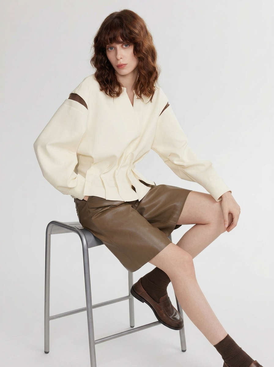 Cream Silk Crêpe Cut-Out Blouse – Quiet Luxury Edition