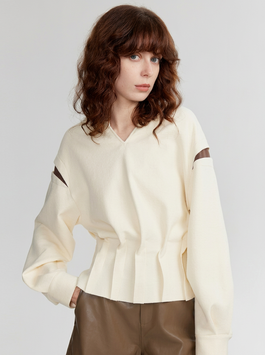 Cream Silk Crêpe Cut-Out Blouse – Quiet Luxury Edition
