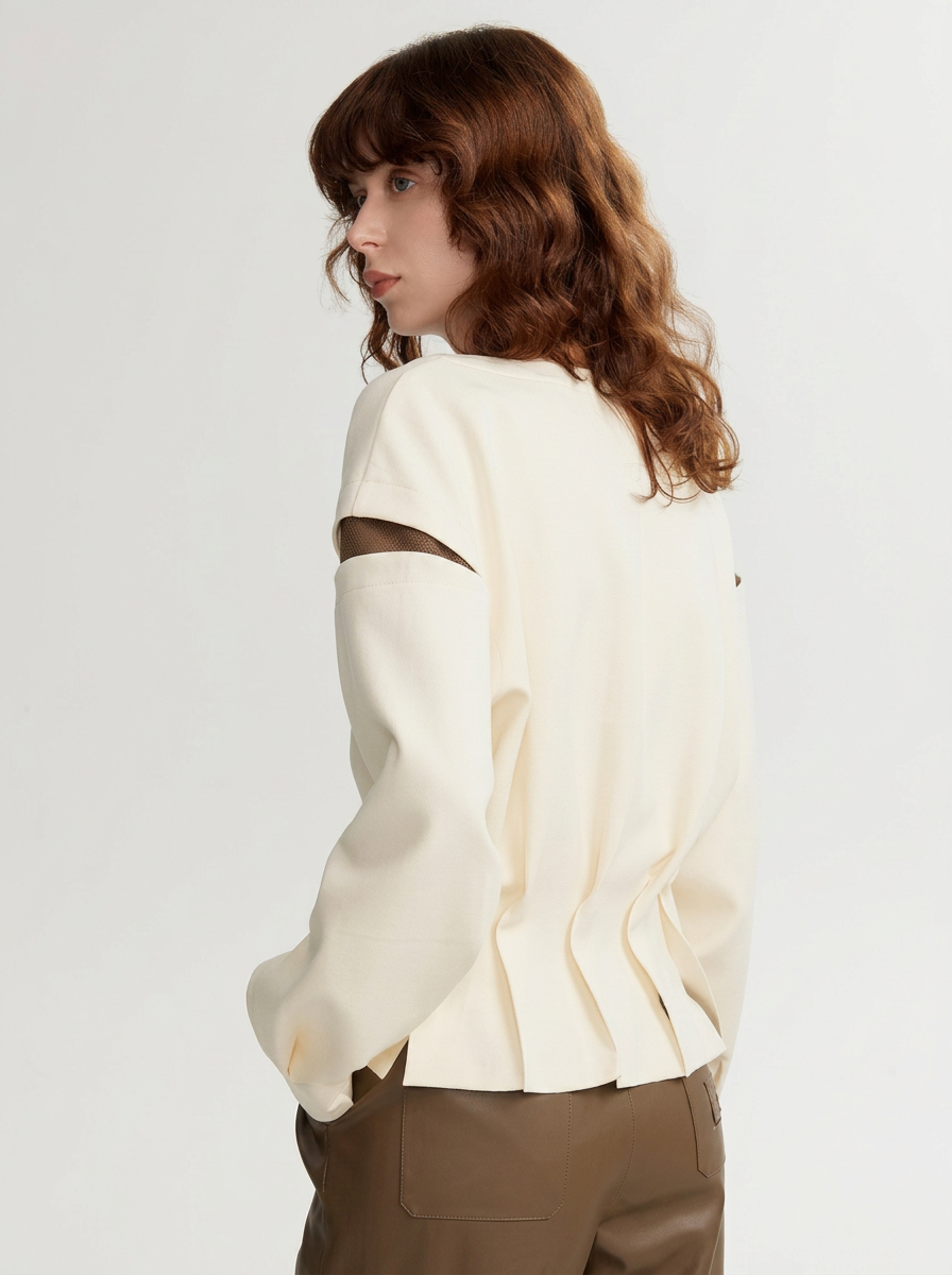 Cream Silk Crêpe Cut-Out Blouse – Quiet Luxury Edition