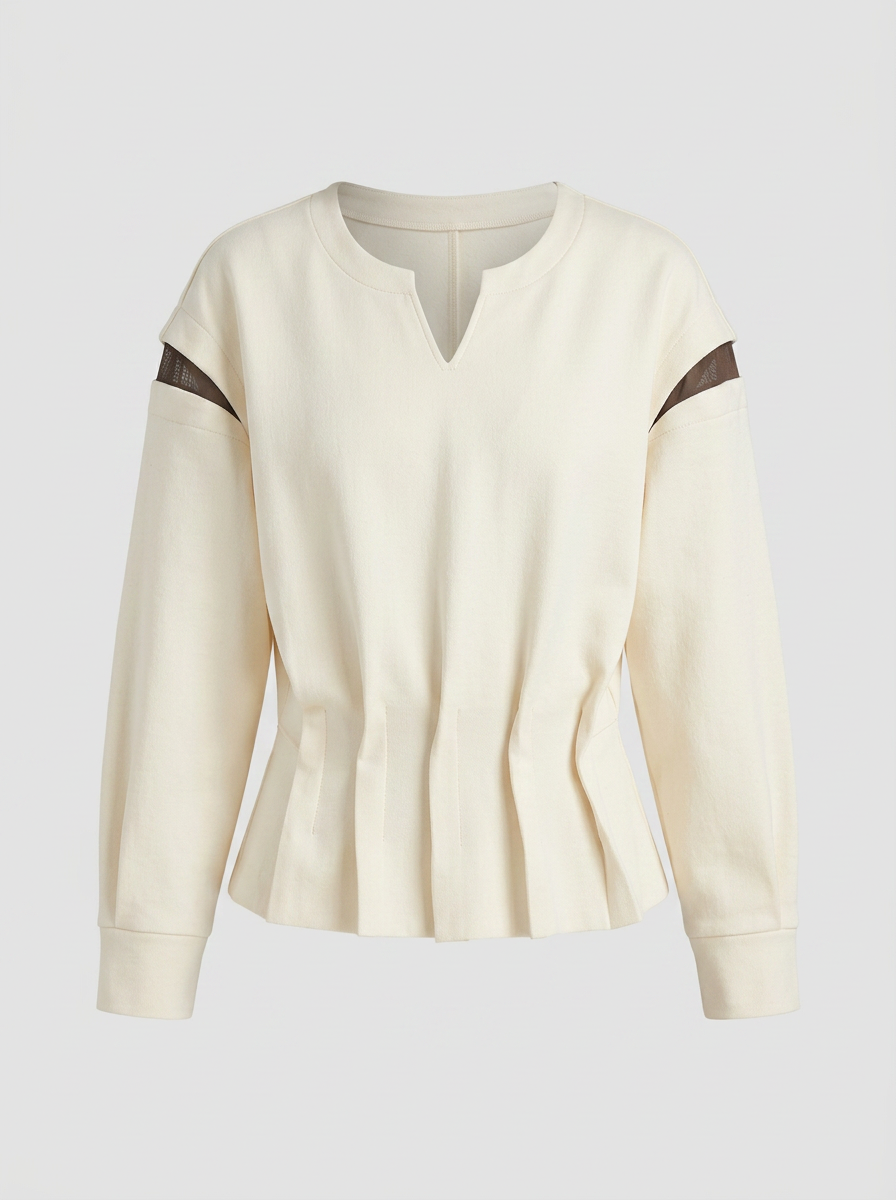 Cream Silk Crêpe Cut-Out Blouse – Quiet Luxury Edition