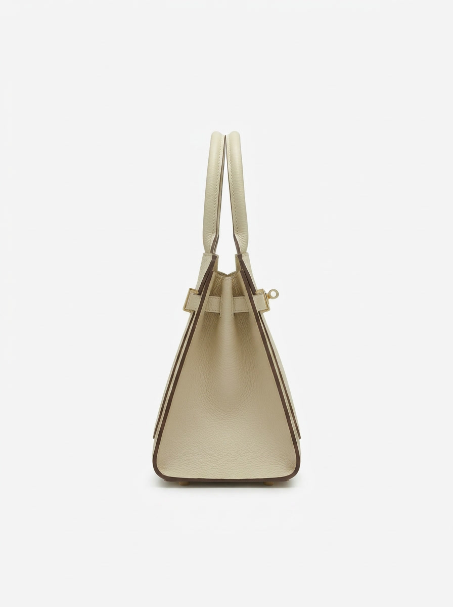 Sabine Grained Top Handle Bag — closure and hardware detail