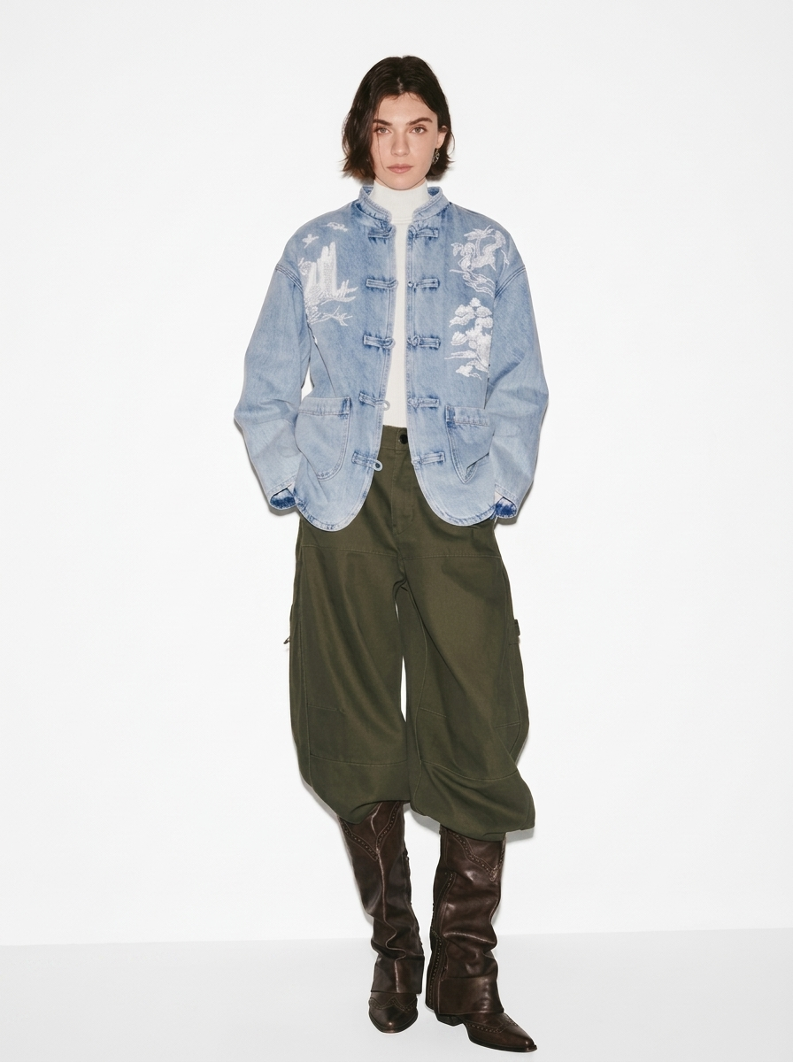 RELAXED EMBROIDERED DENIM JACKET