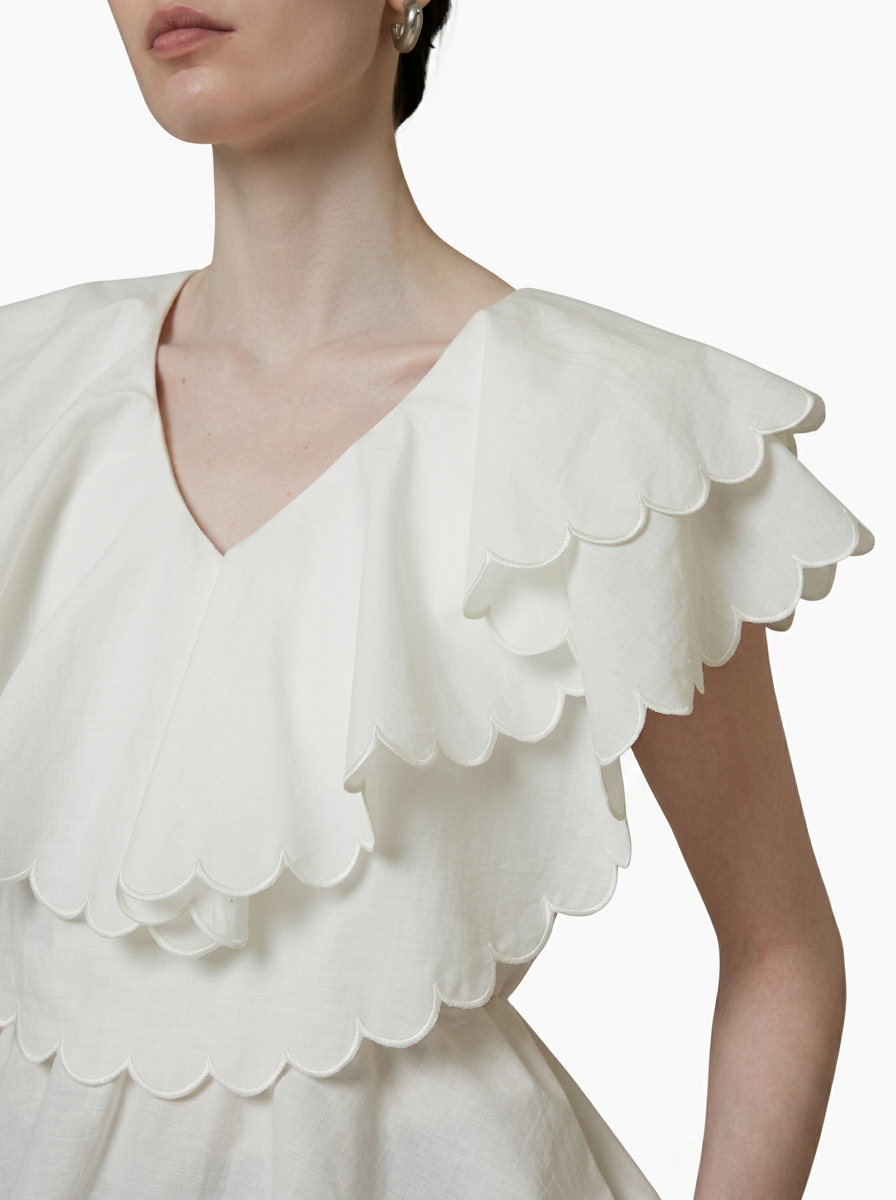 Double Layer Scalloped Peplum Top