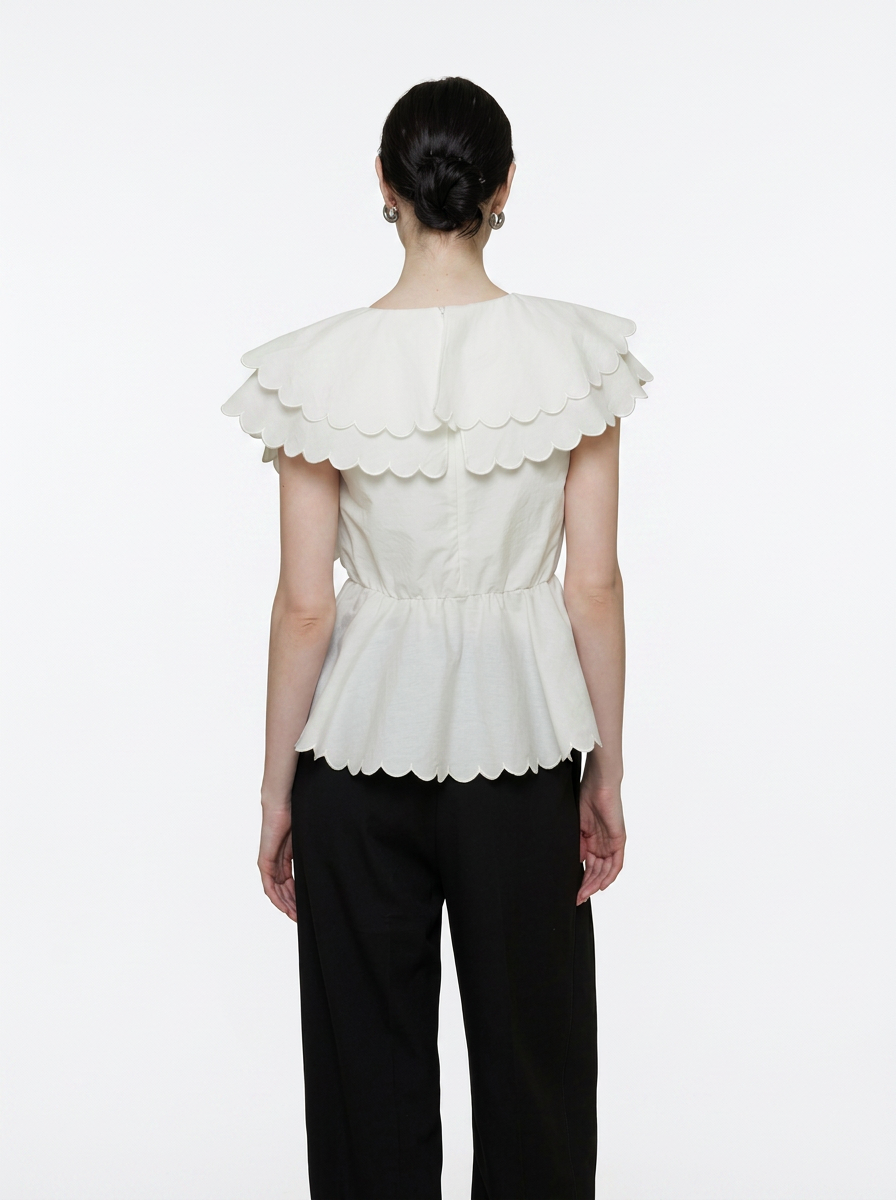 Double Layer Scalloped Peplum Top