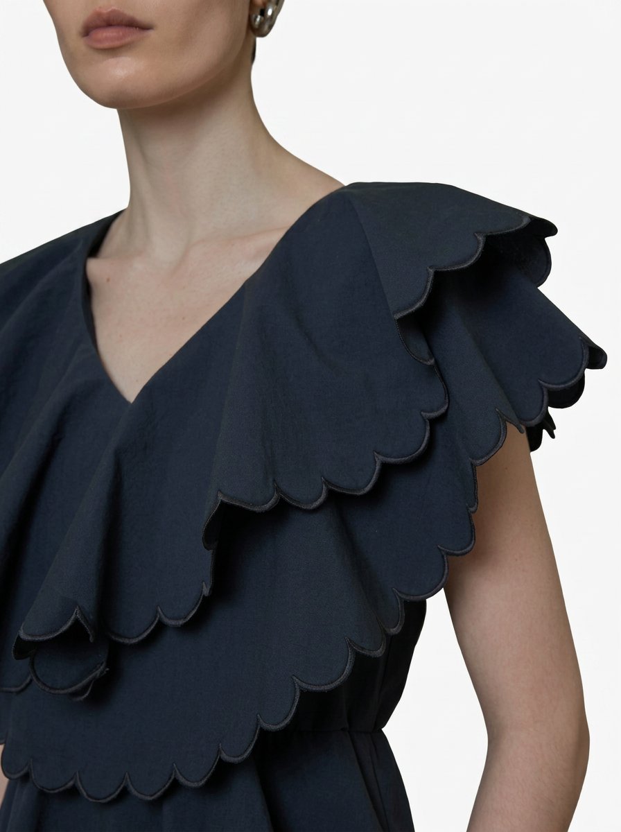 Double Layer Scalloped Peplum Top