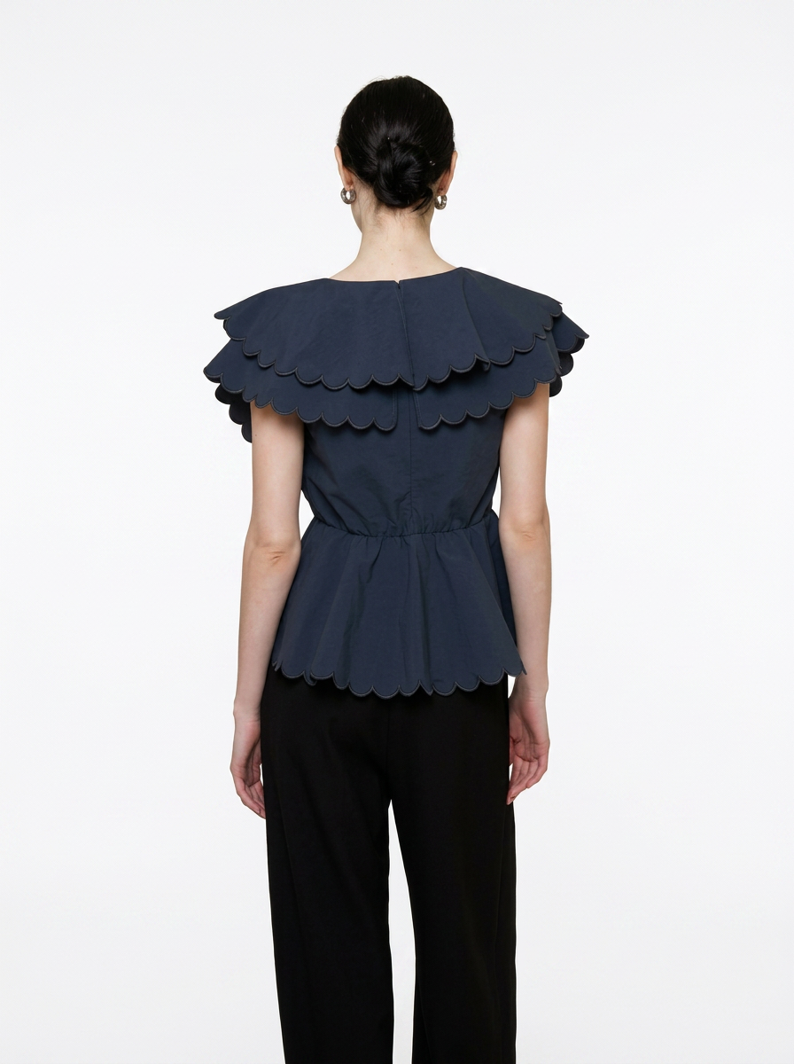 Double Layer Scalloped Peplum Top