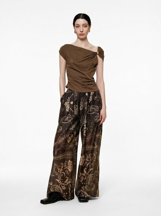 Asymmetric 3D Embellished Shoulder T-Shirt