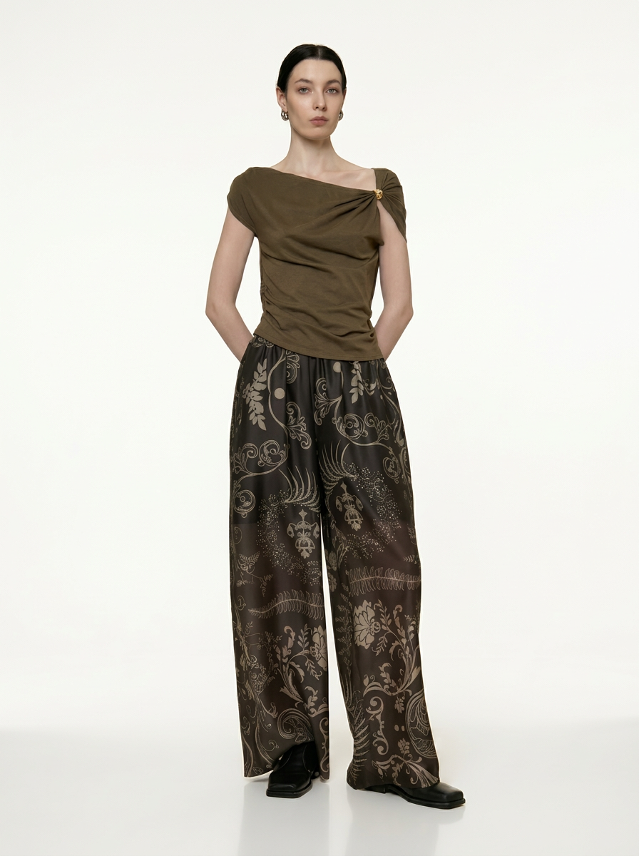 Asymmetric 3D Embellished Shoulder T-Shirt